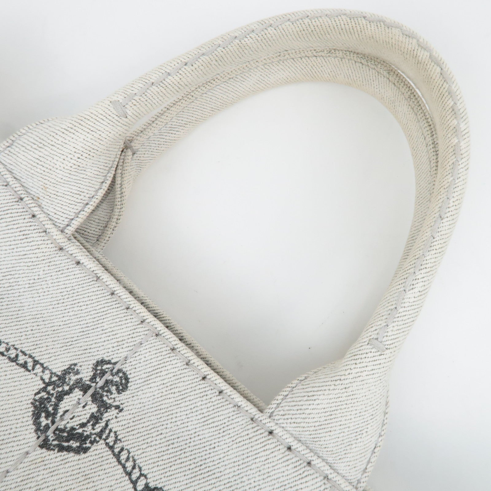 PRADA Canapa Mini 2Way Denim Tote Bag White 1BG439