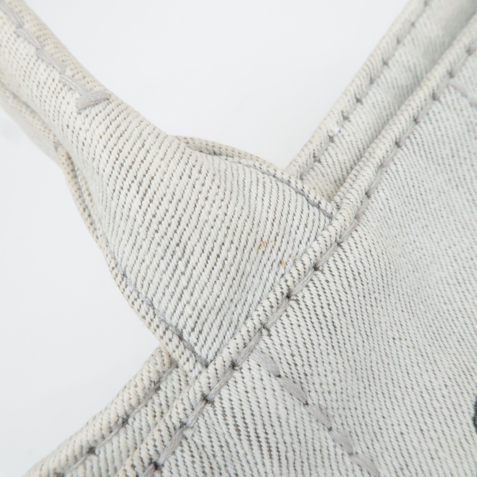 PRADA Canapa Mini 2Way Denim Tote Bag White 1BG439