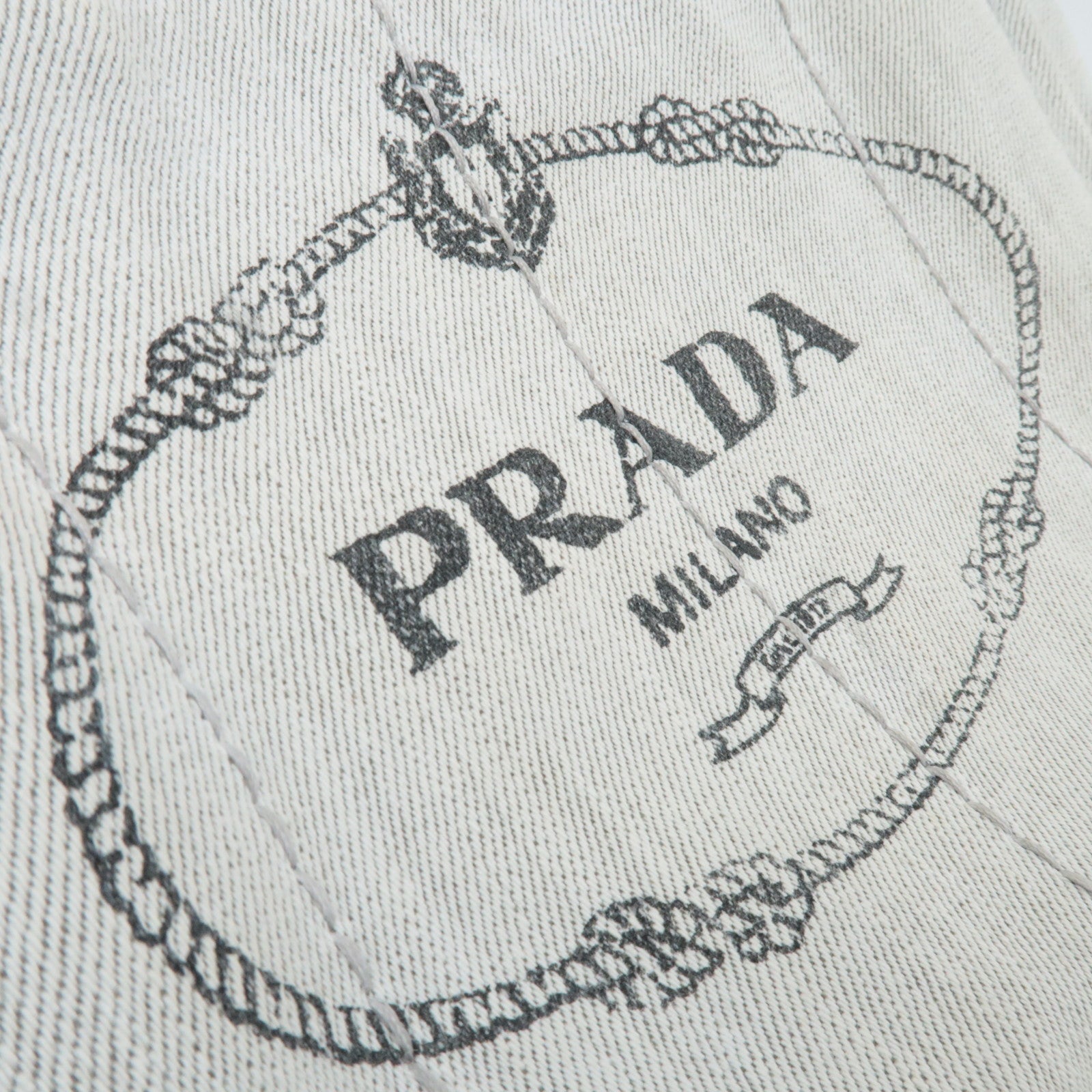 PRADA Canapa Mini 2Way Denim Tote Bag White 1BG439