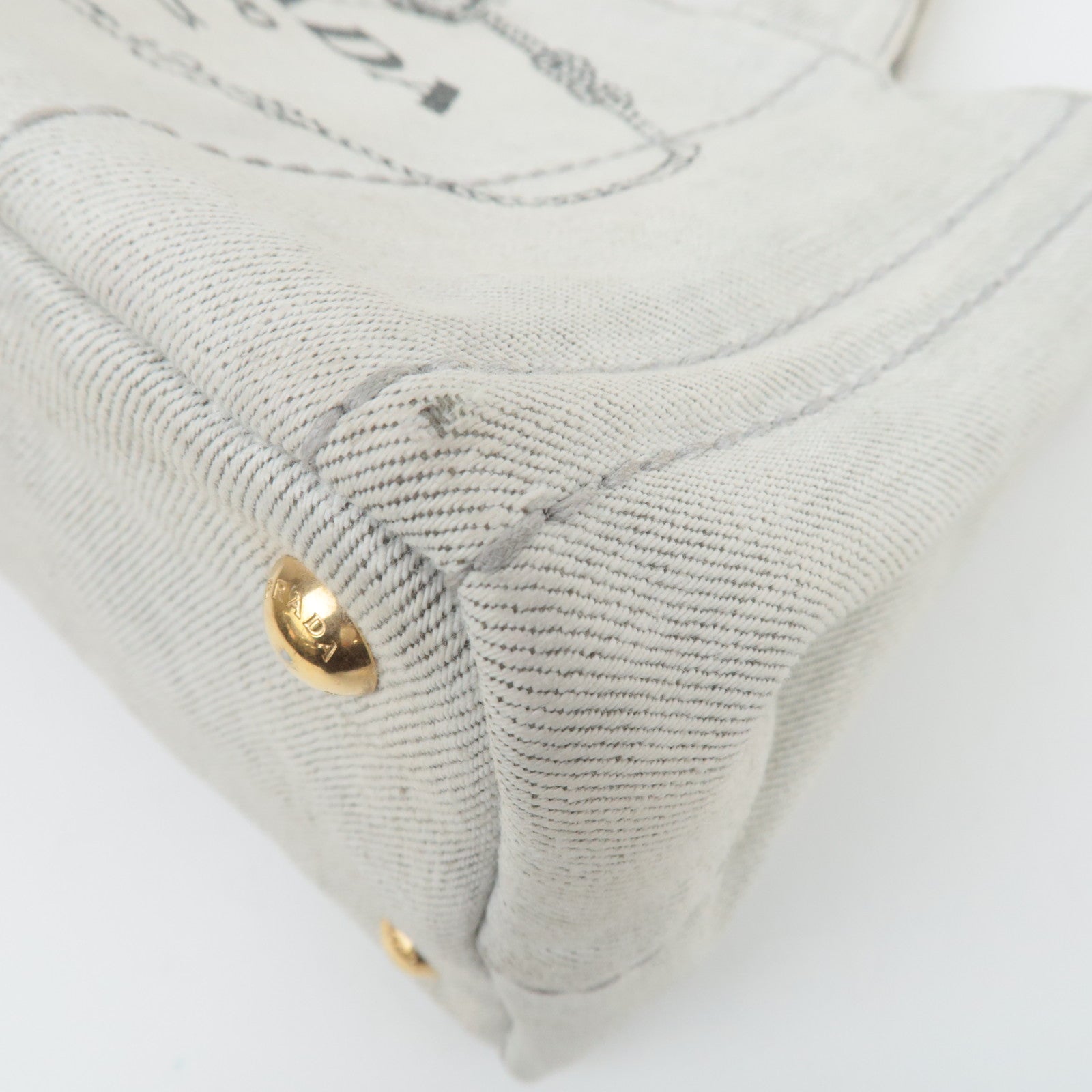 PRADA Canapa Mini 2Way Denim Tote Bag White 1BG439