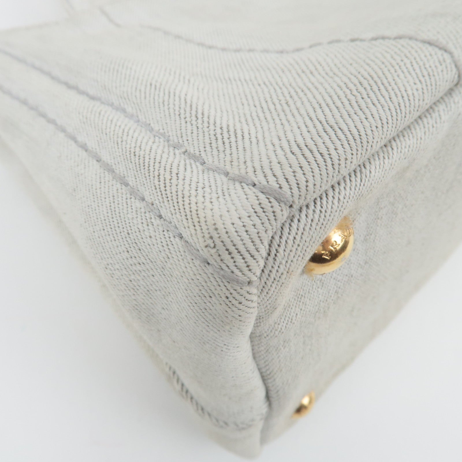 PRADA Canapa Mini 2Way Denim Tote Bag White 1BG439