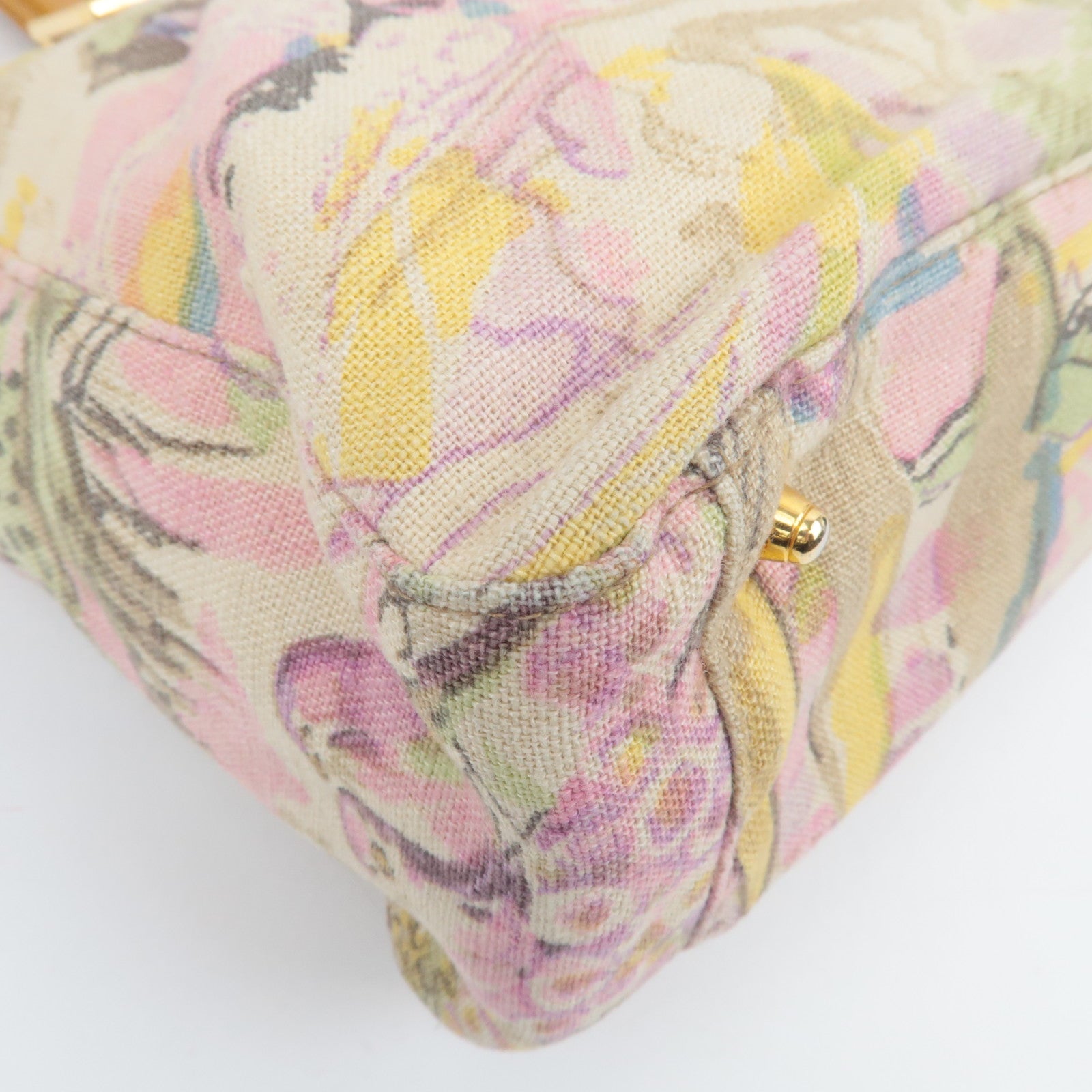 FENDI Canvas Leather Handbag Multicolor Brown