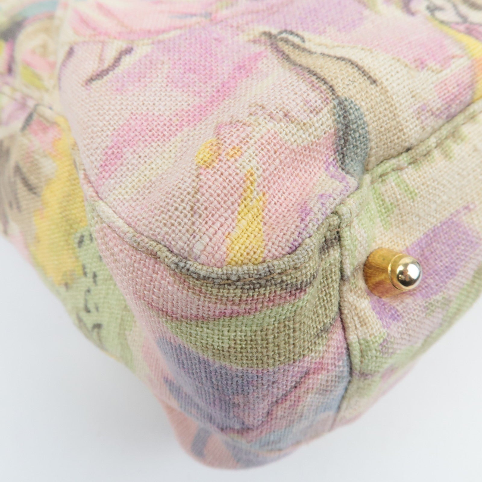 FENDI Canvas Leather Handbag Multicolor Brown