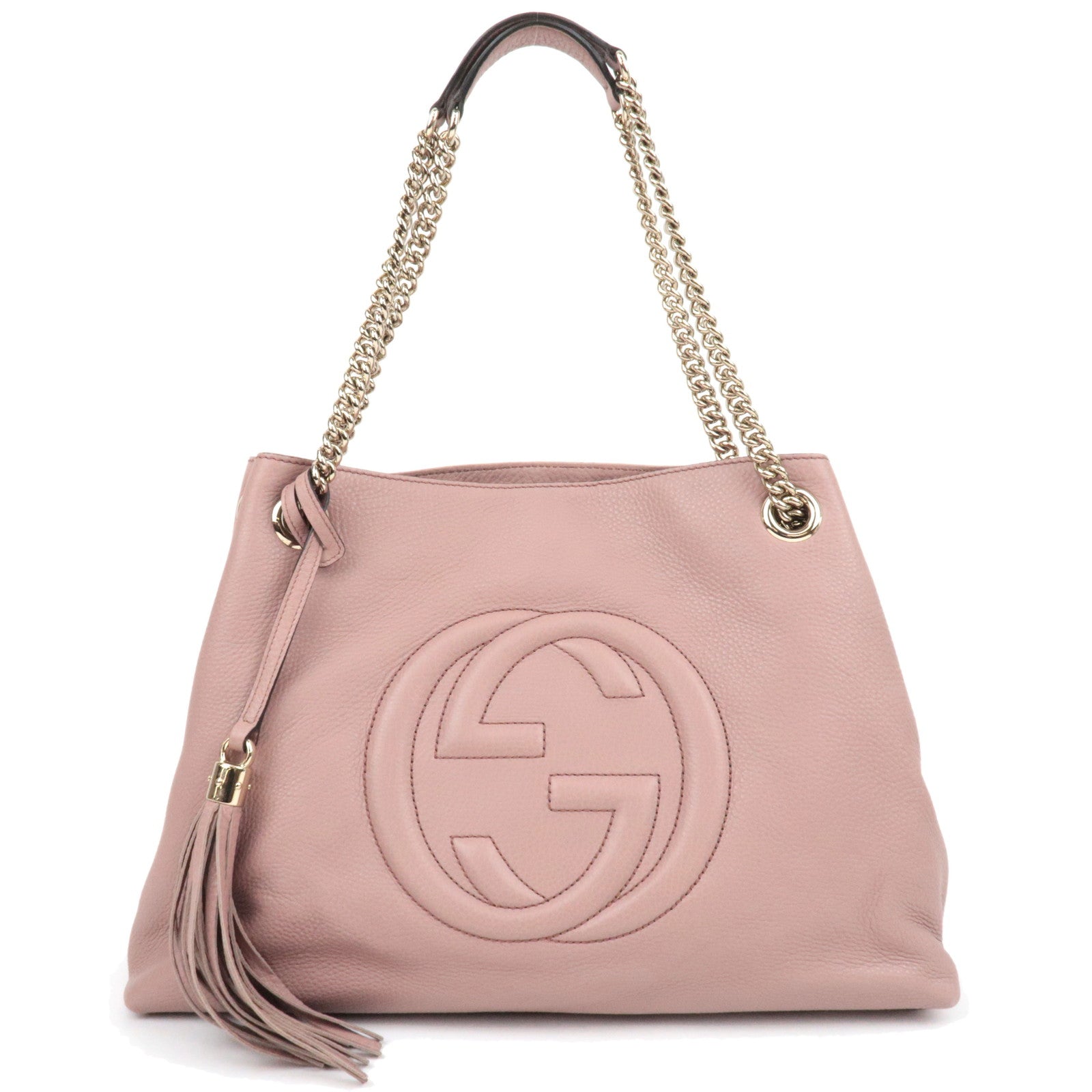 GUCCI Soho Interlocking G Leather Chain Shoulder Bag Pink 30898287075