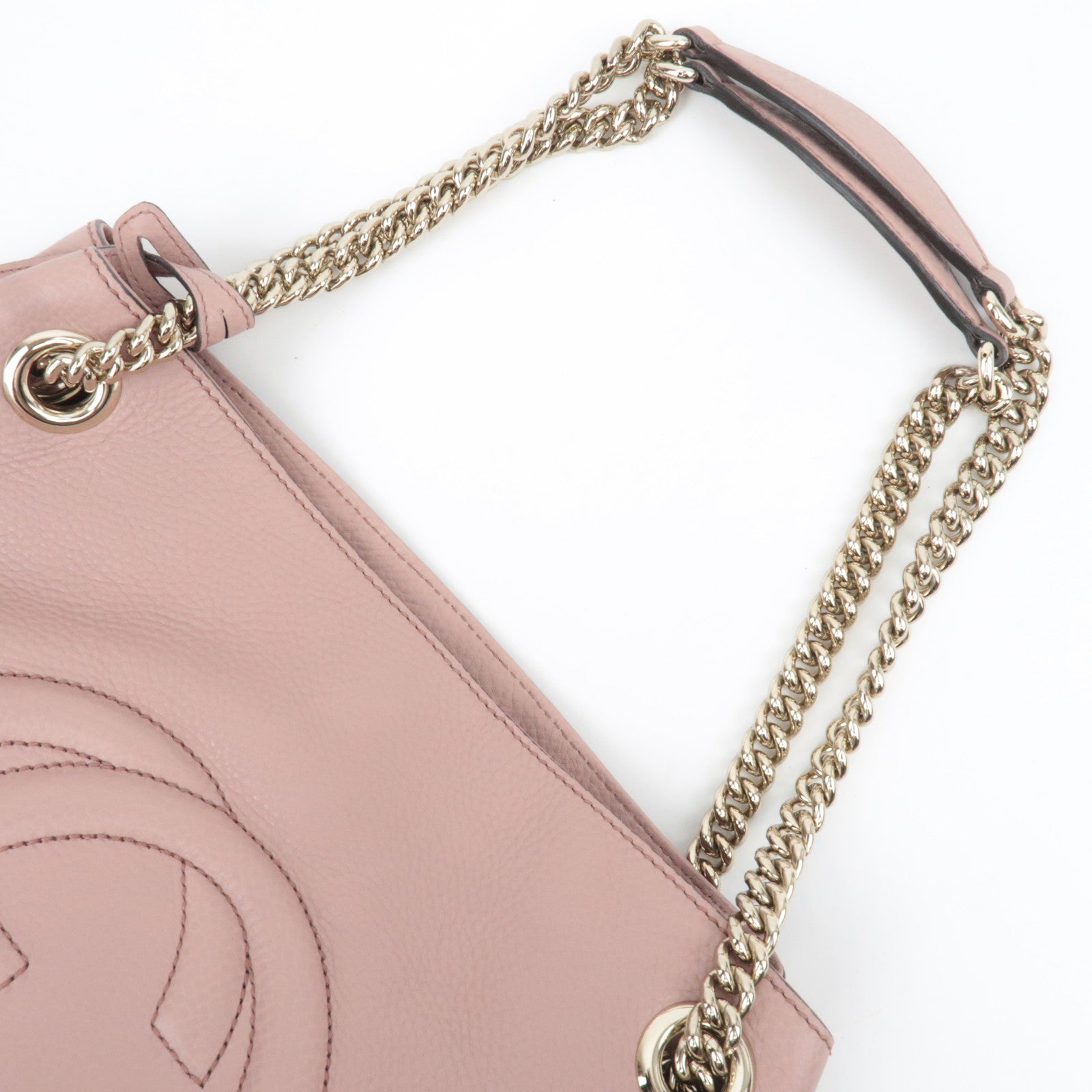 GUCCI Soho Interlocking G Leather Chain Shoulder Bag Pink 308982