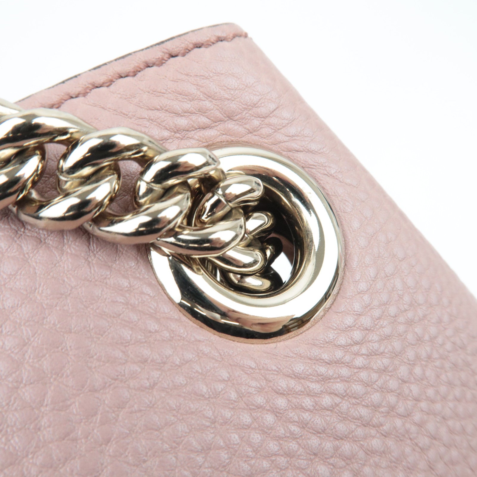 GUCCI Soho Interlocking G Leather Chain Shoulder Bag Pink 308982