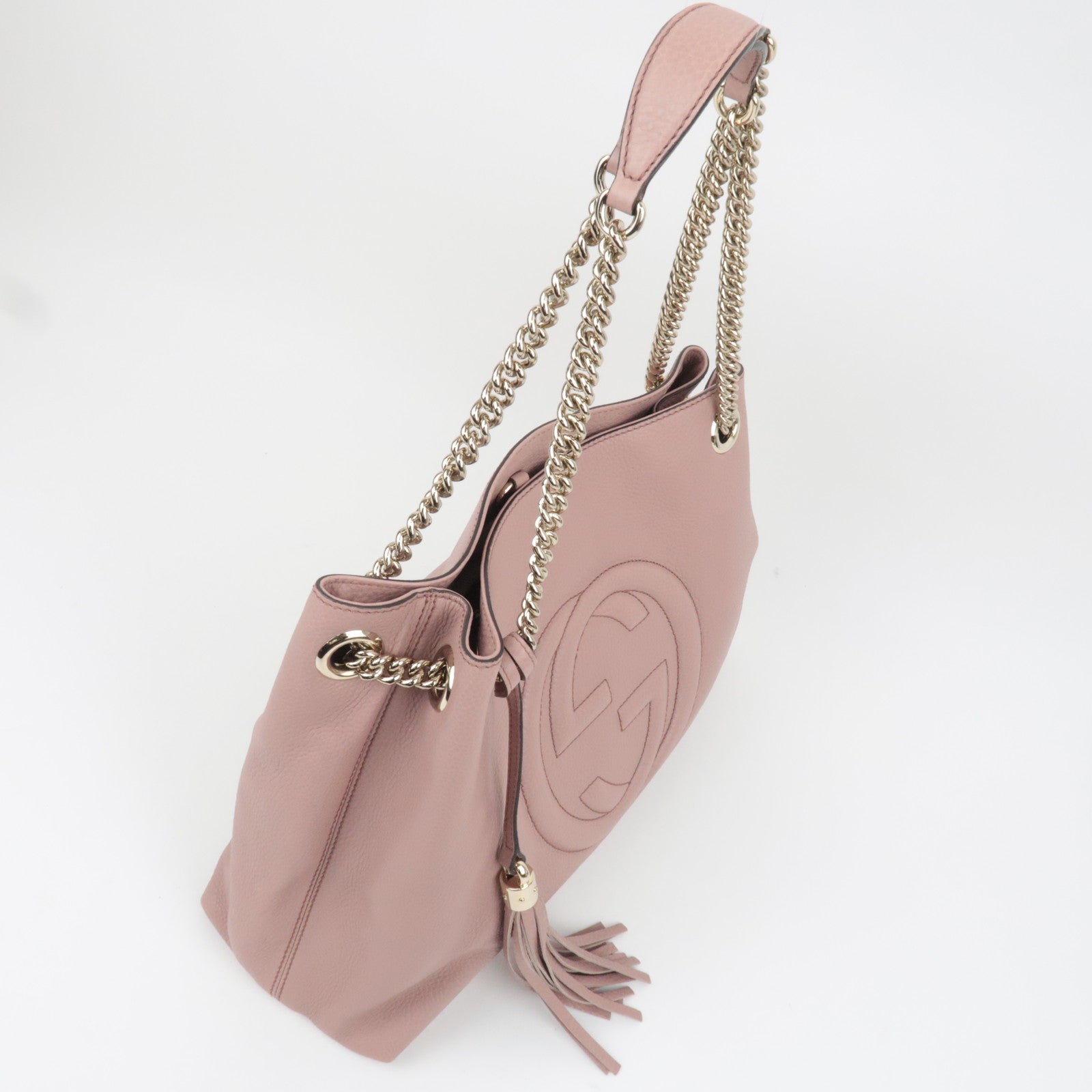 GUCCI Soho Interlocking G Leather Chain Shoulder Bag Pink 308982