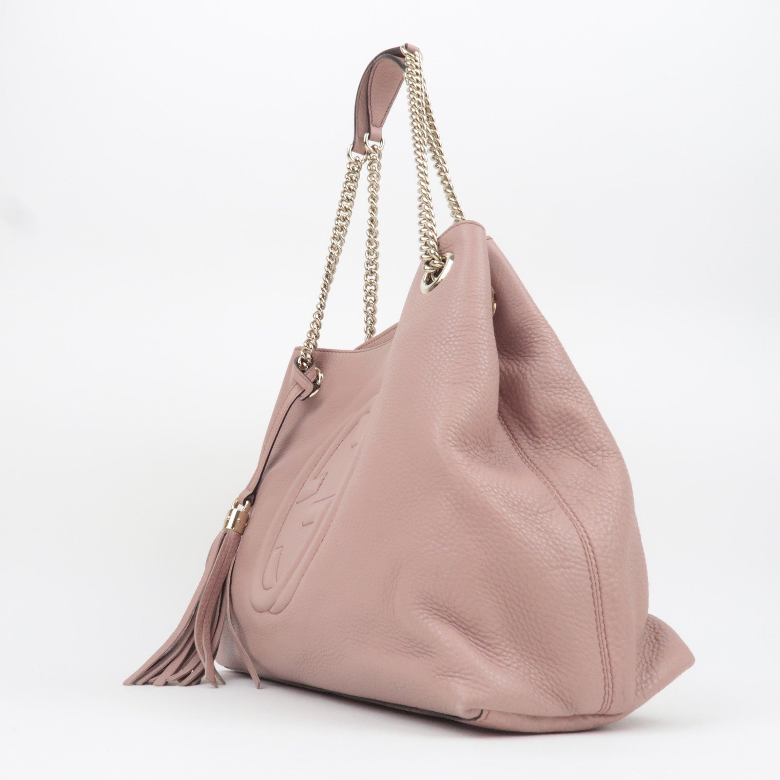 GUCCI Soho Interlocking G Leather Chain Shoulder Bag Pink 308982