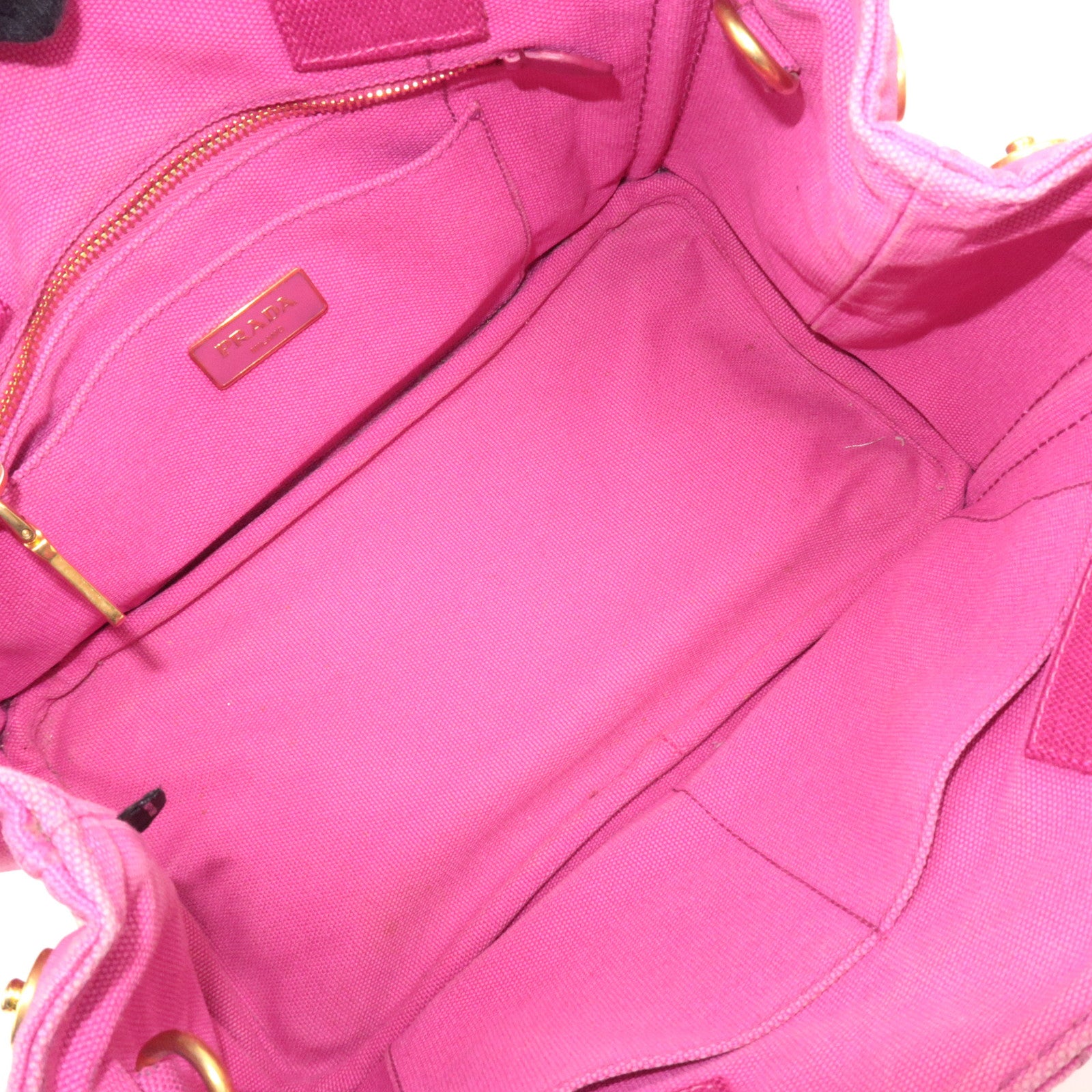 PRADA Canapa Mini 2Way Canvas Tote Bag Pink B2439G