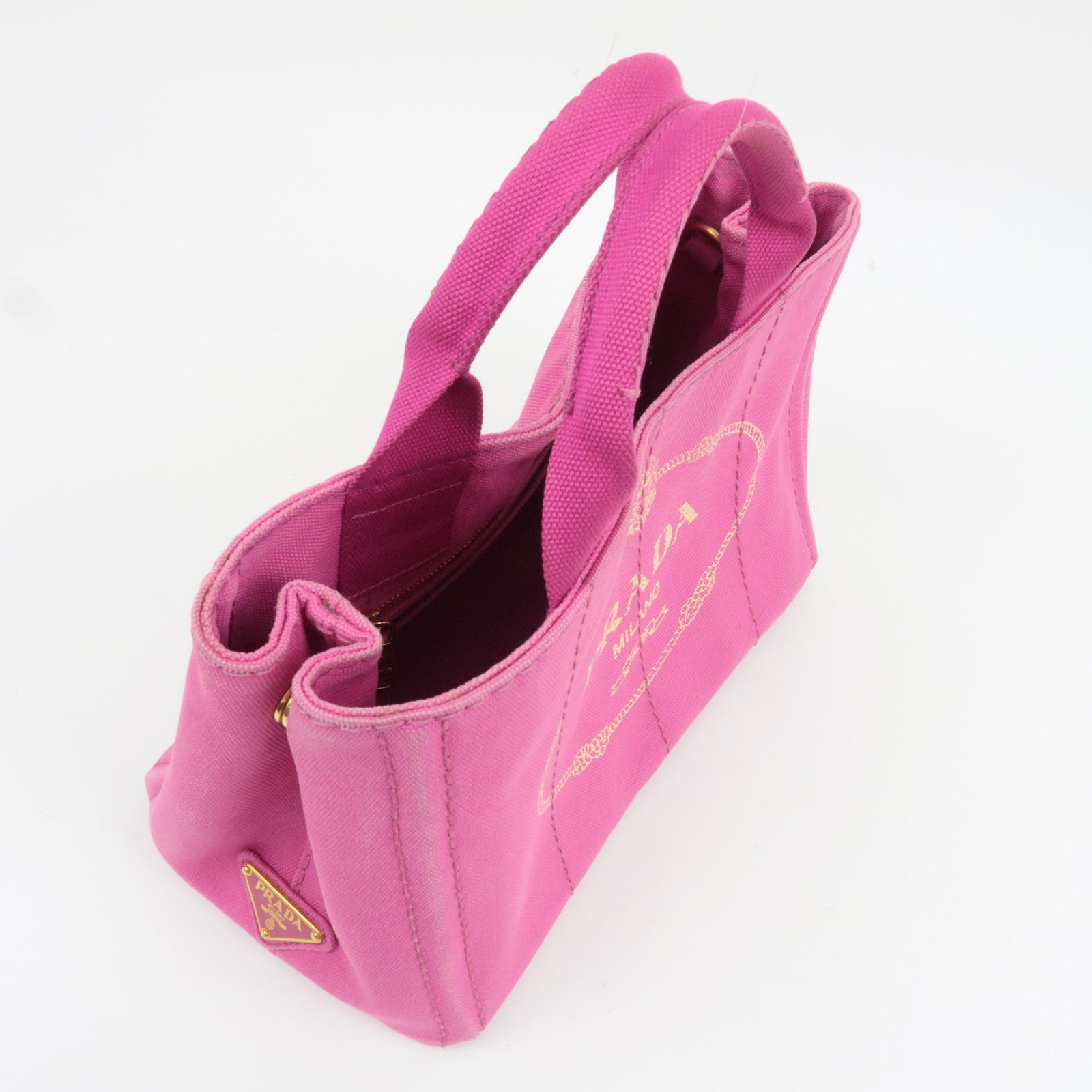 PRADA Canapa Mini 2Way Canvas Tote Bag Pink B2439G