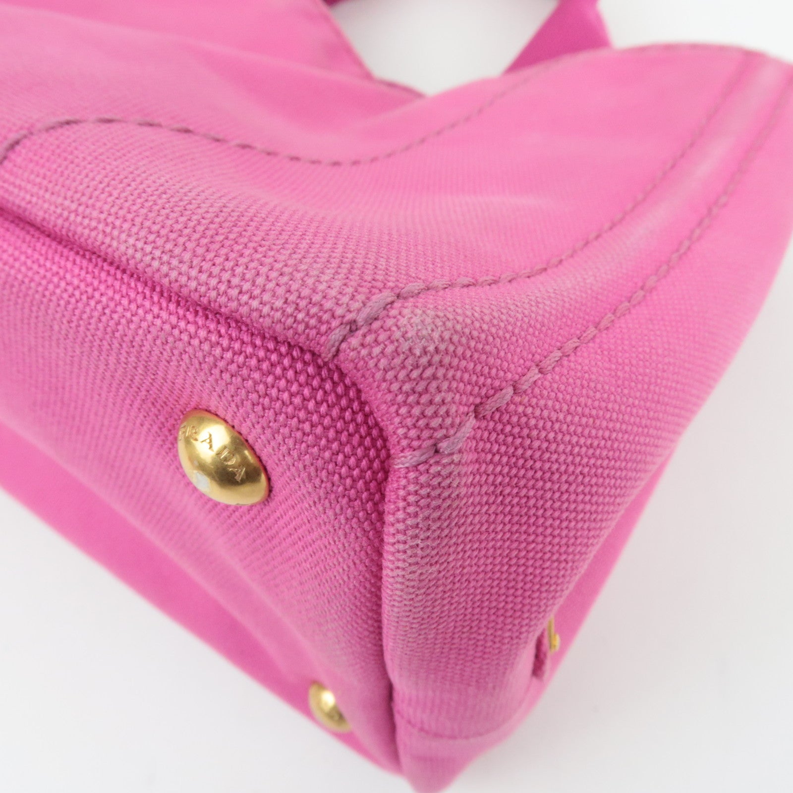 PRADA Canapa Mini 2Way Canvas Tote Bag Pink B2439G