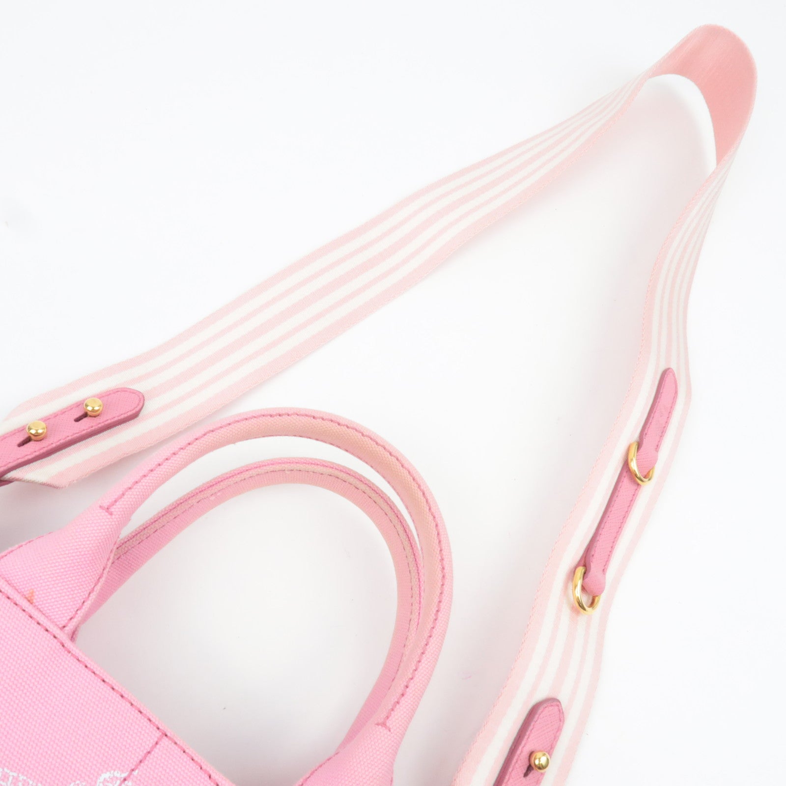 PRADA Canapa Mini Canvas 2Way Tote Bag Pink 1BG439