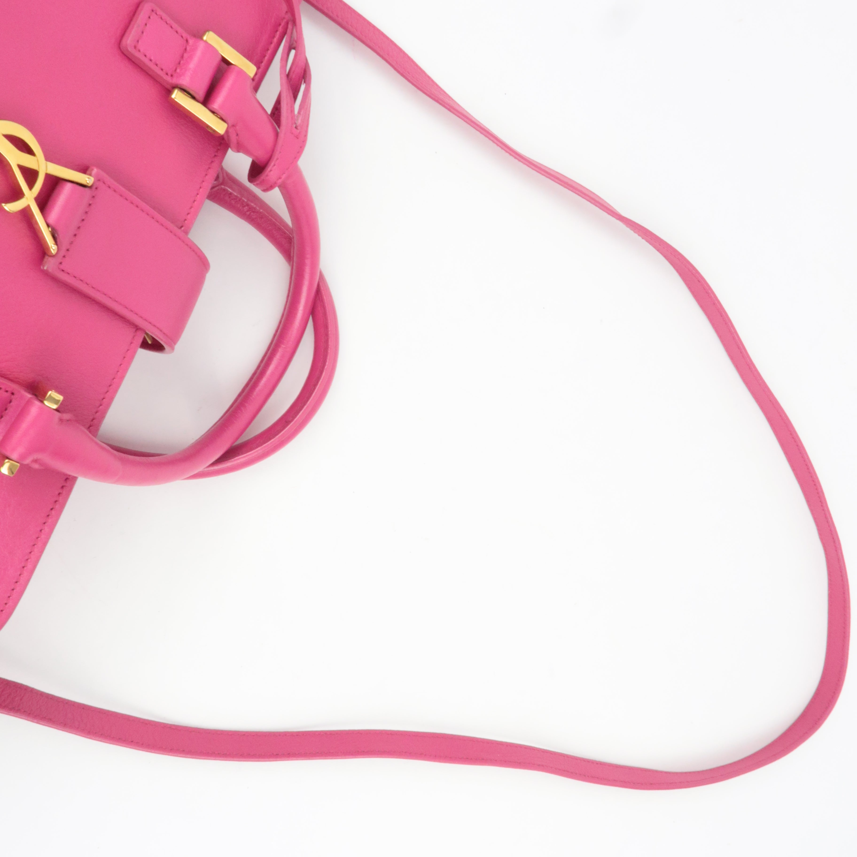 SAINT LAURENT Cabas Leather 2Way Bag Pink 357395