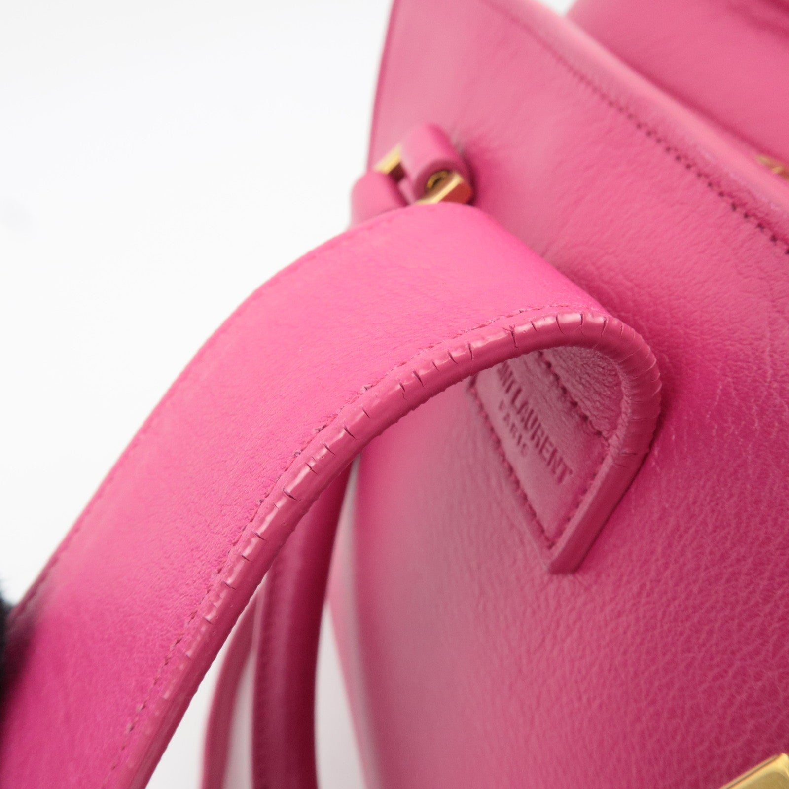 SAINT LAURENT Cabas Leather 2Way Bag Pink 357395