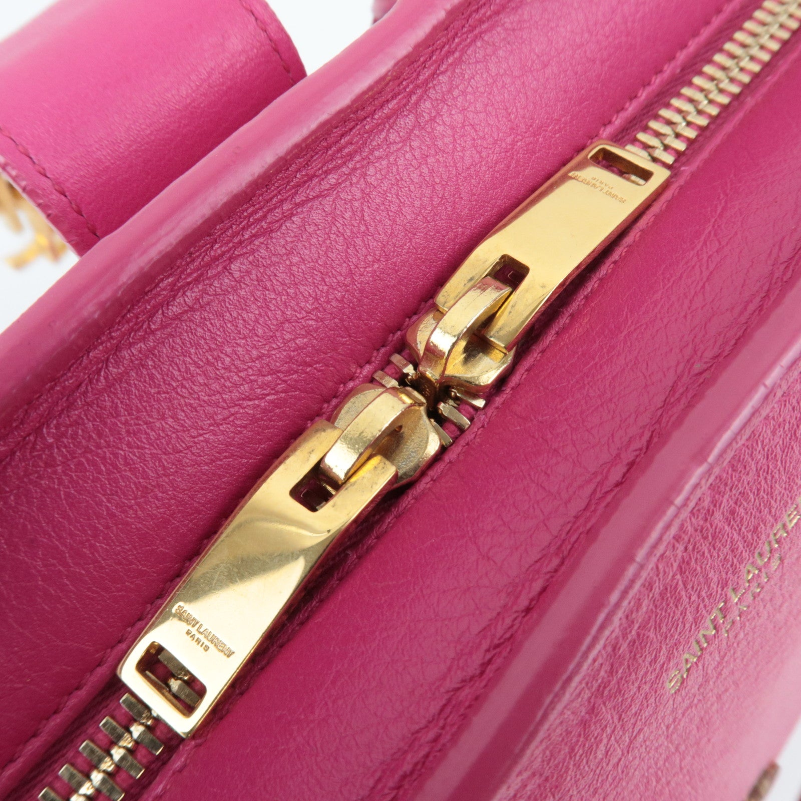 SAINT LAURENT Cabas Leather 2Way Bag Pink 357395
