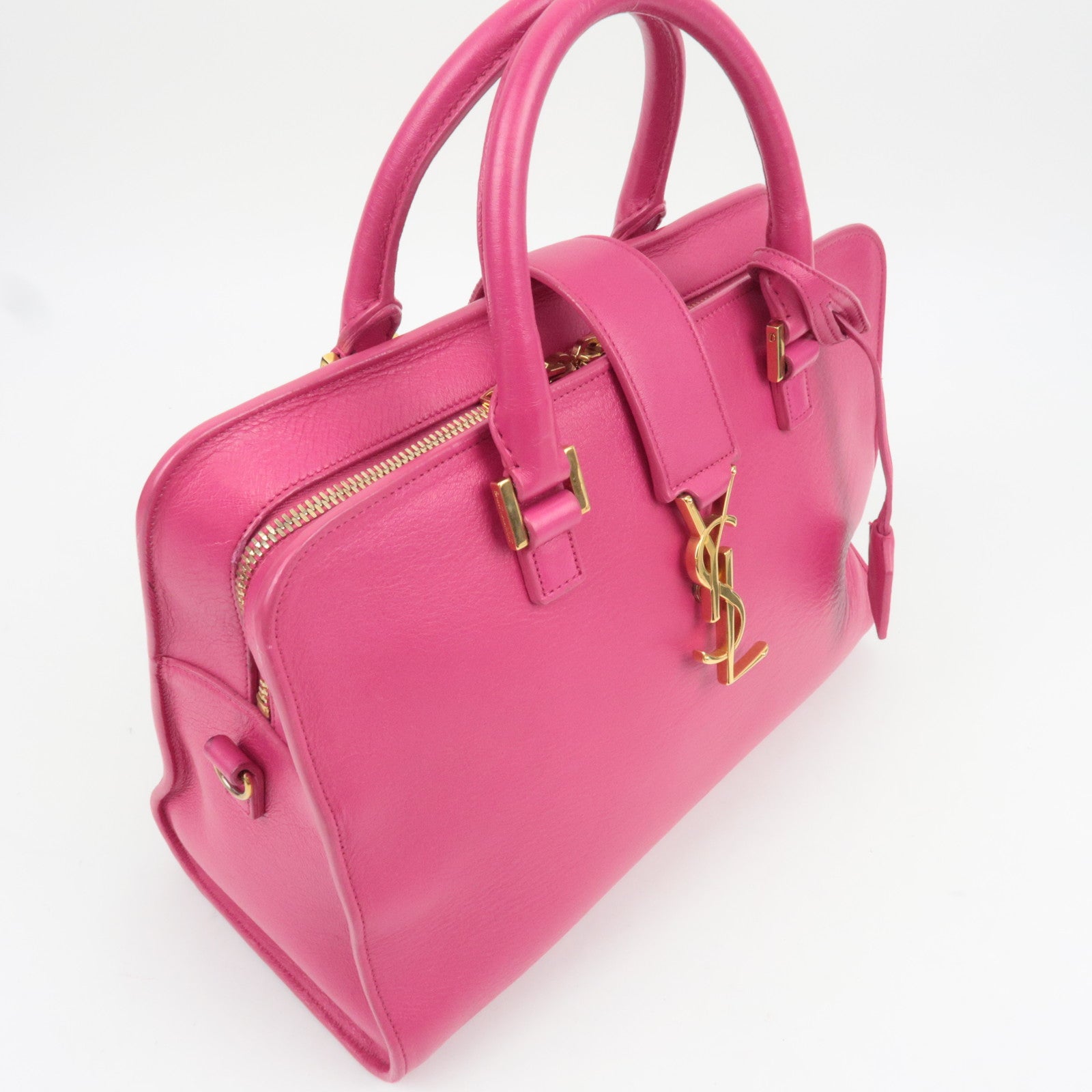 SAINT LAURENT Cabas Leather 2Way Bag Pink 357395