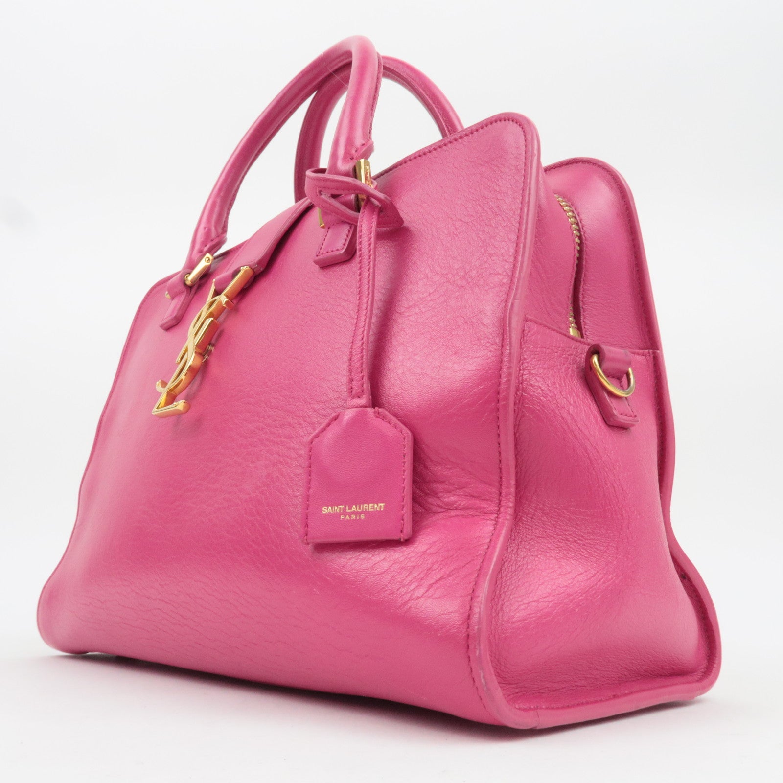 SAINT LAURENT Cabas Leather 2Way Bag Pink 357395