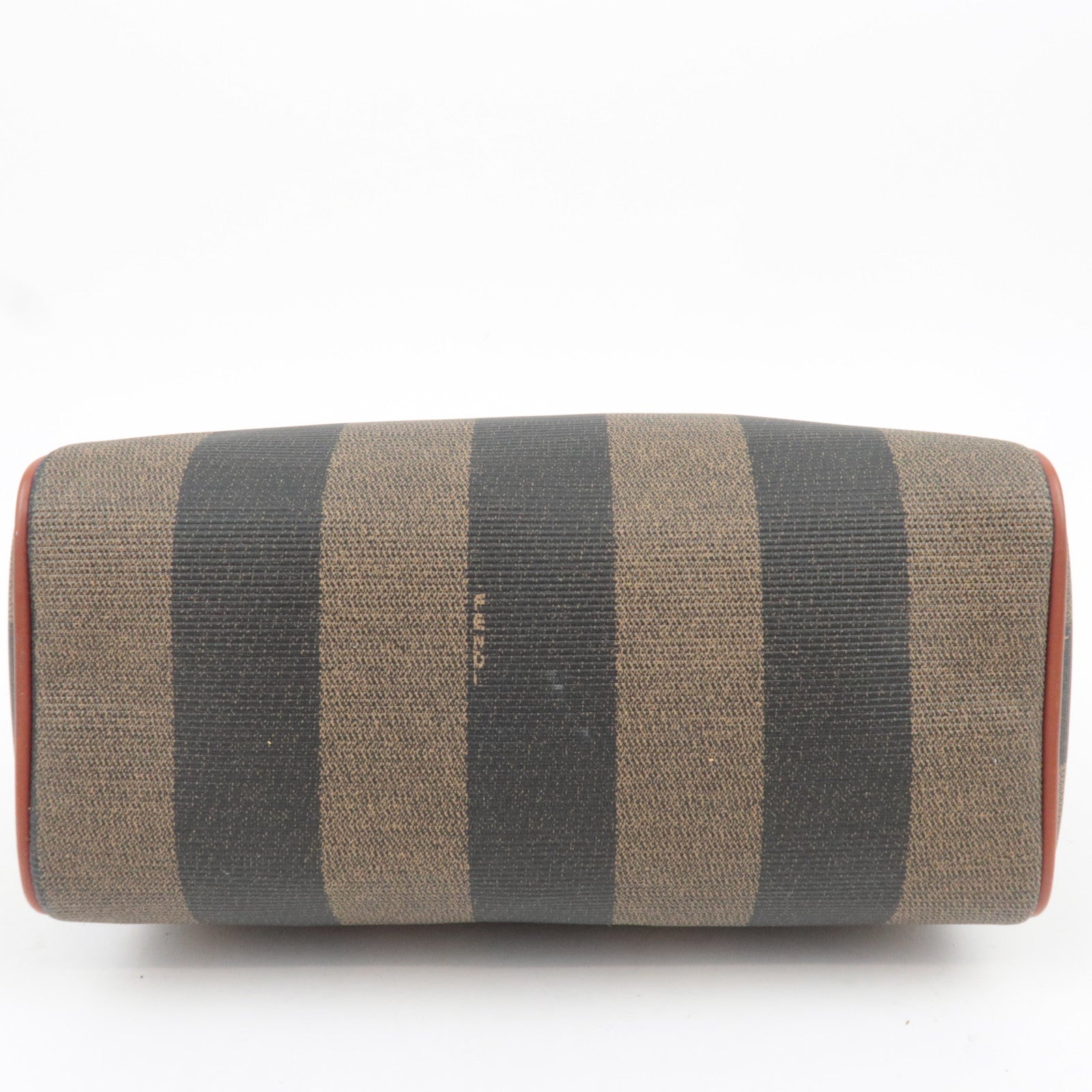 FENDI Pequin PVC Leather 2Way Handbag Khaki Black Brown 04597