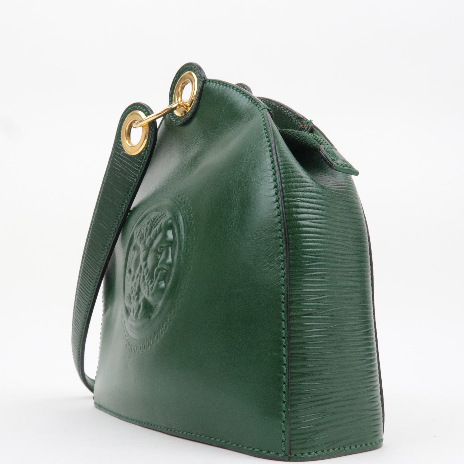 FENDI Vintage Leather Shoulder Bag Green