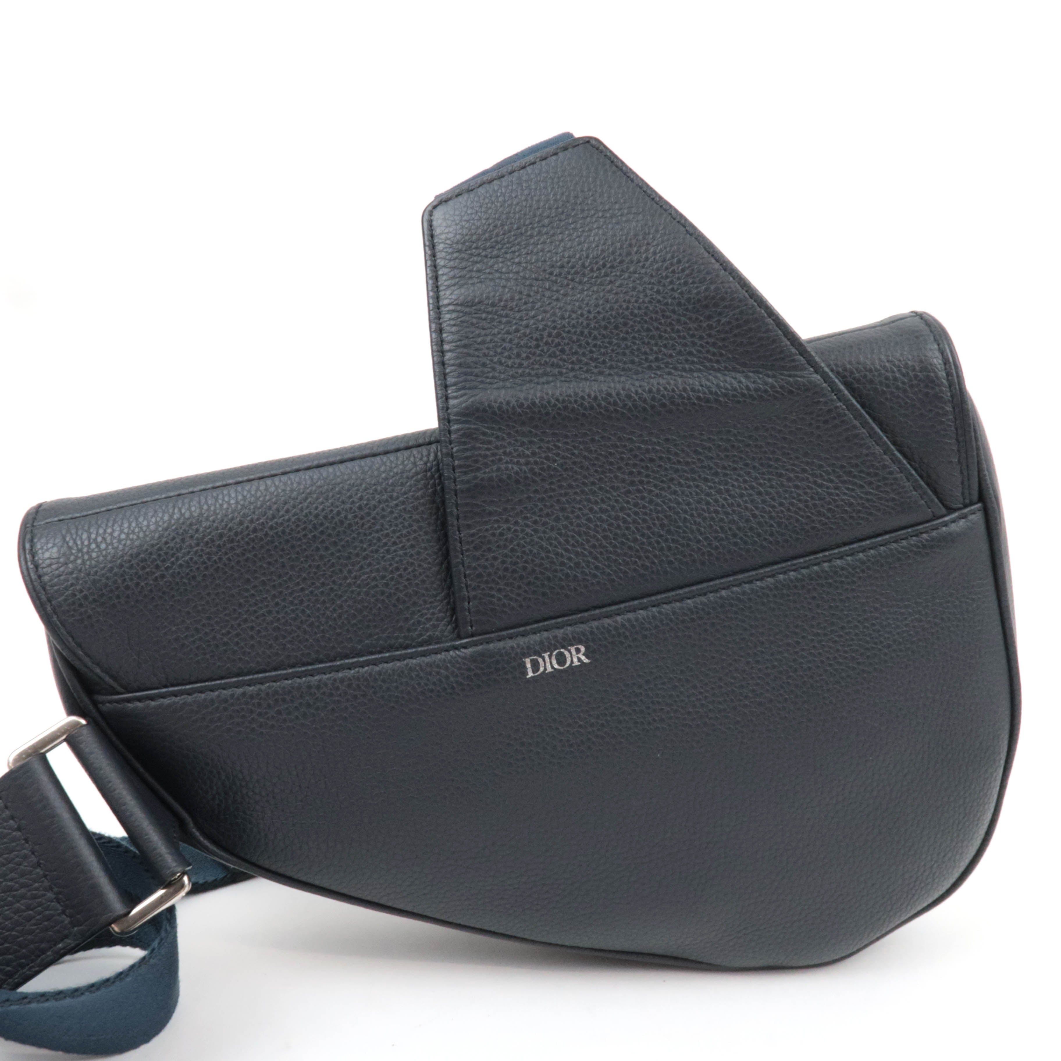 Christian Dior Dior Homme Leather Saddle Body Bag Dark Navy