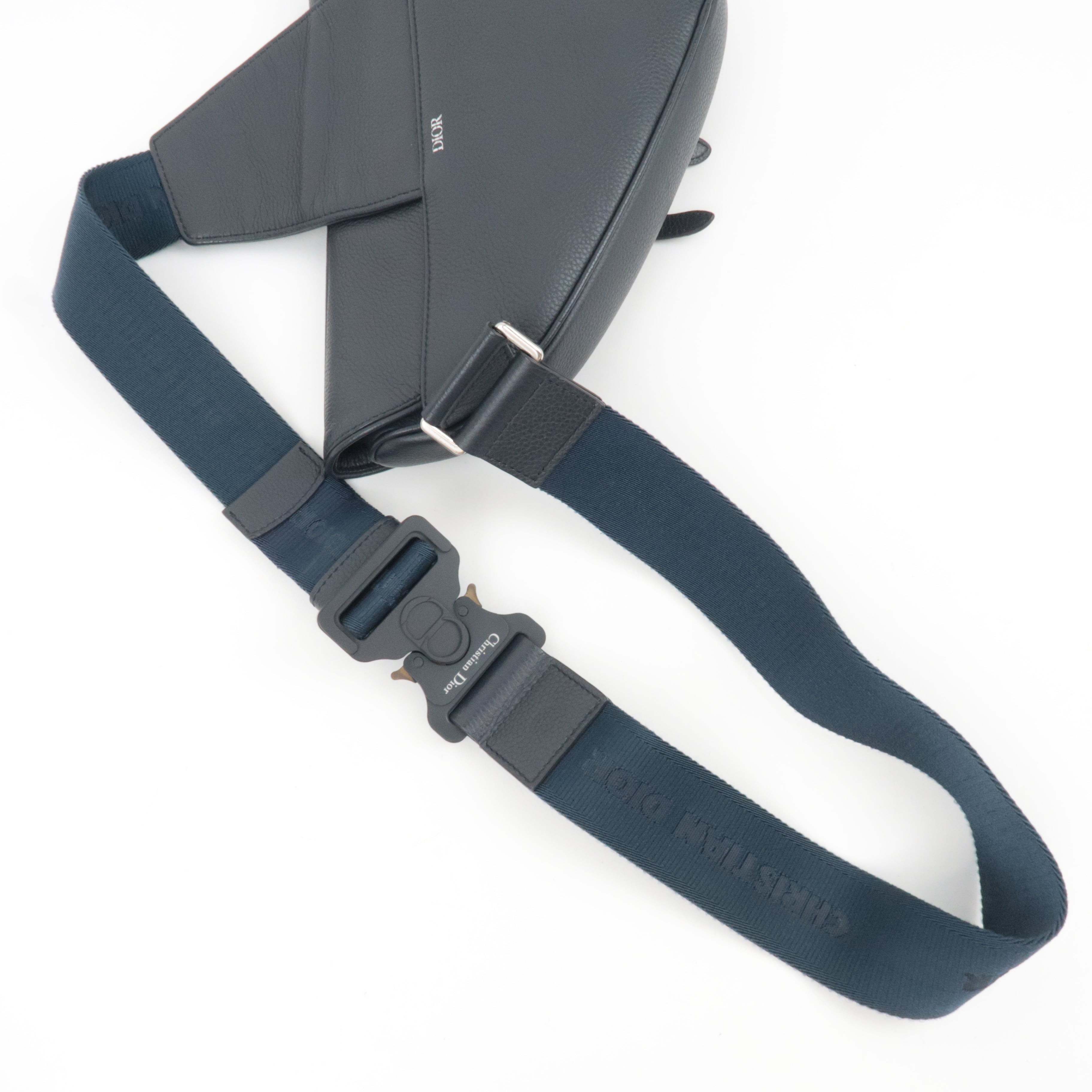 Christian Dior Dior Homme Leather Saddle Body Bag Dark Navy