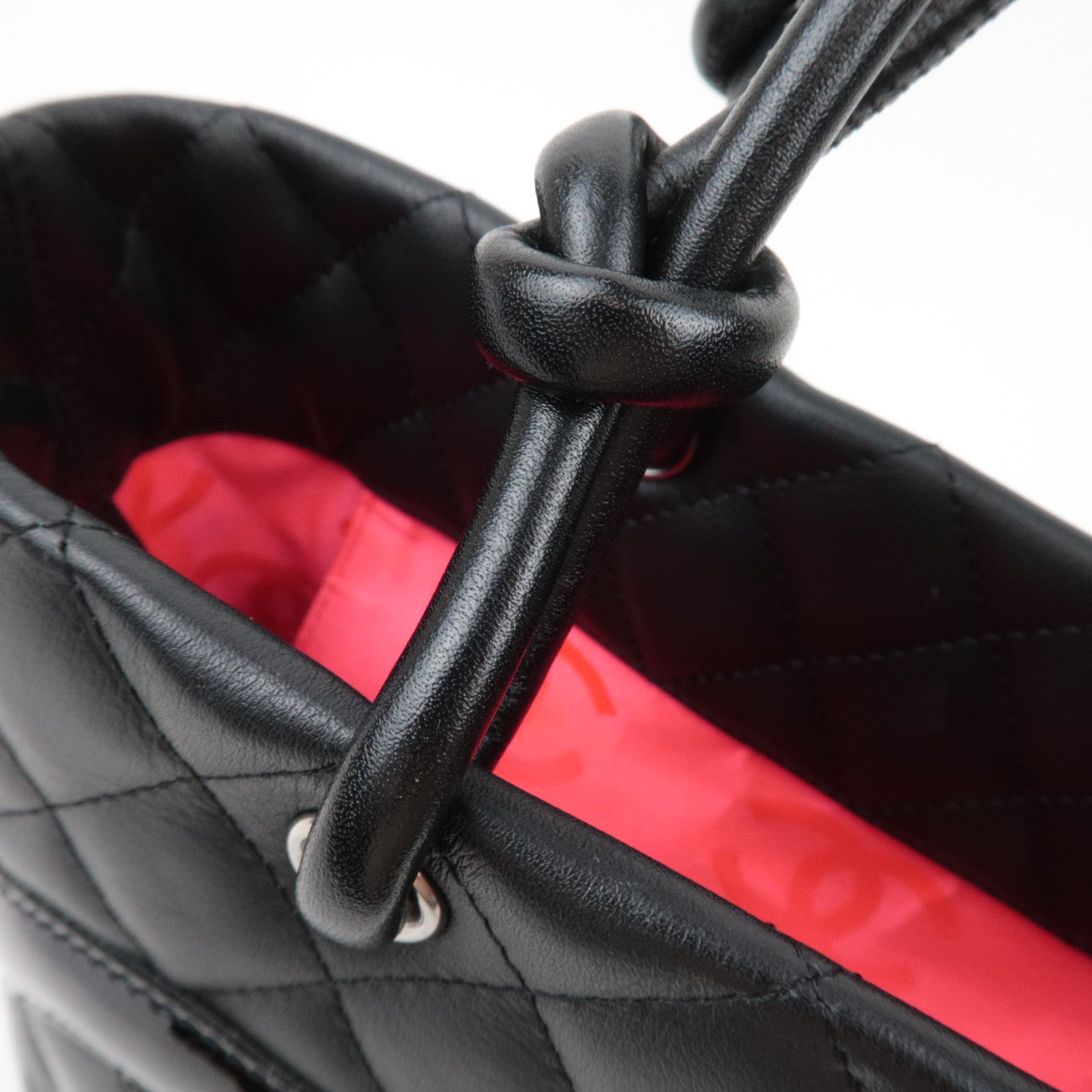 CHANEL Cambon Line Medium Tote Lambskin Patent Black A25167