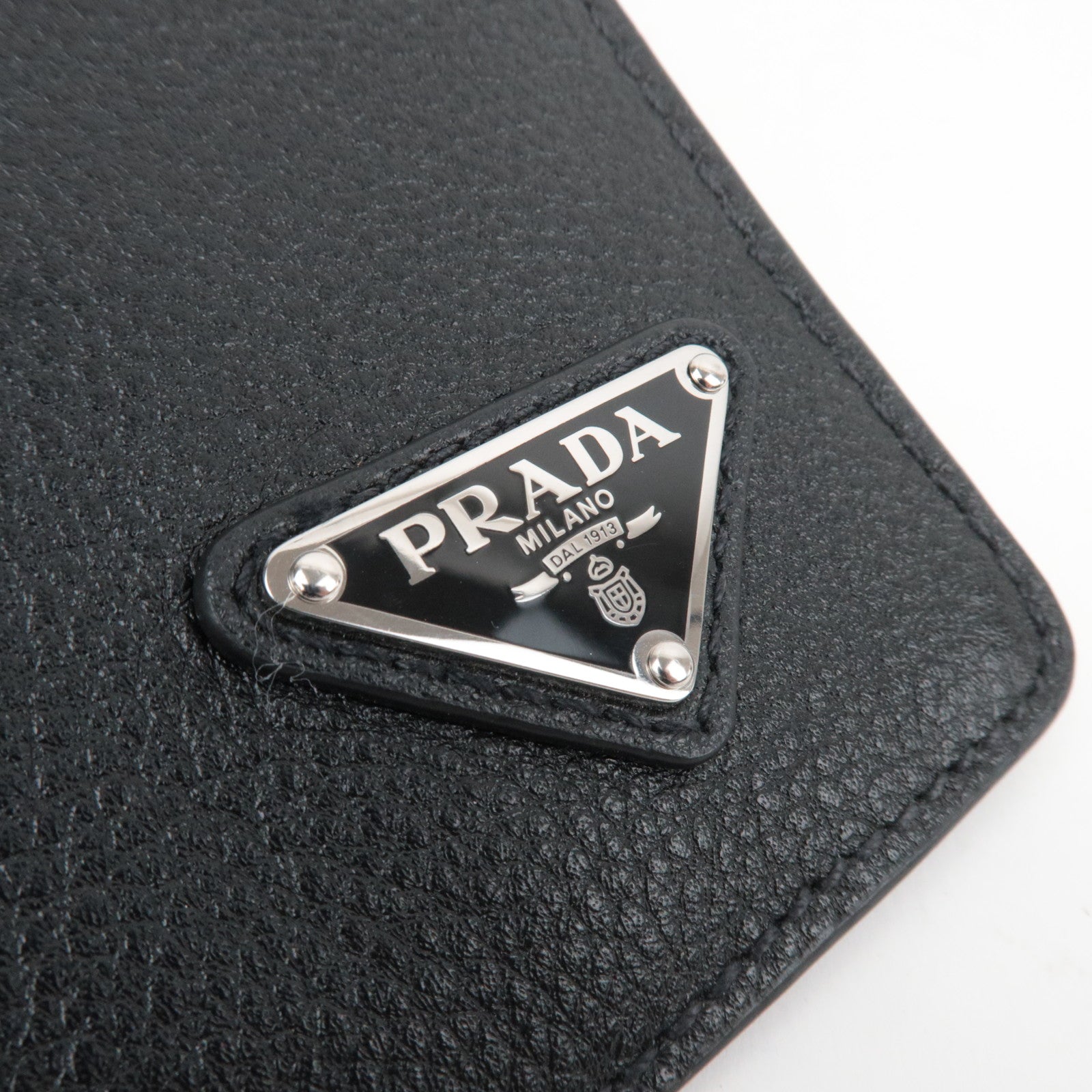 PRADA Leather Clutch Bag Black 2VN013