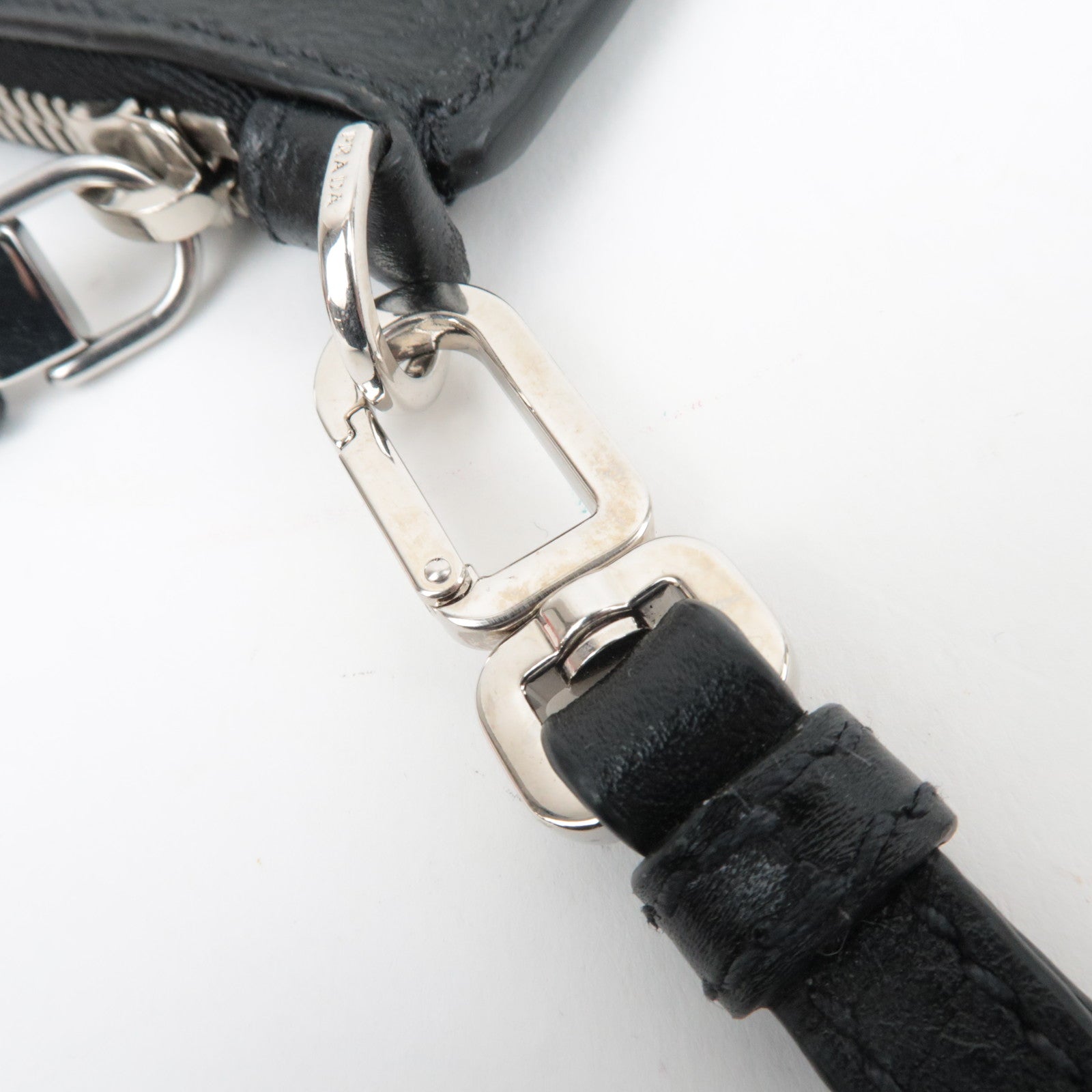 PRADA Leather Clutch Bag Black 2VN013