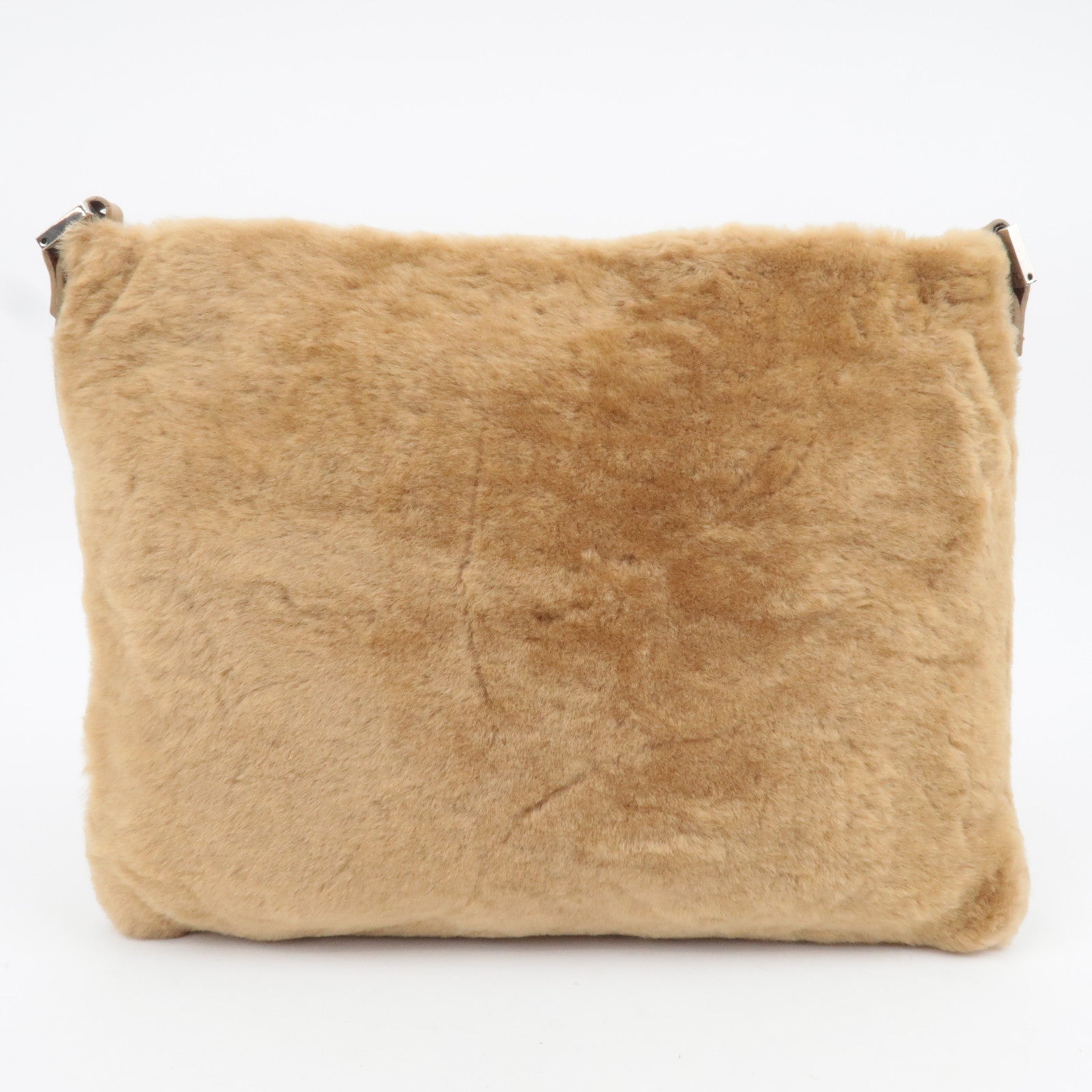 FENDI Fur Shoulder Bag Beige 15998