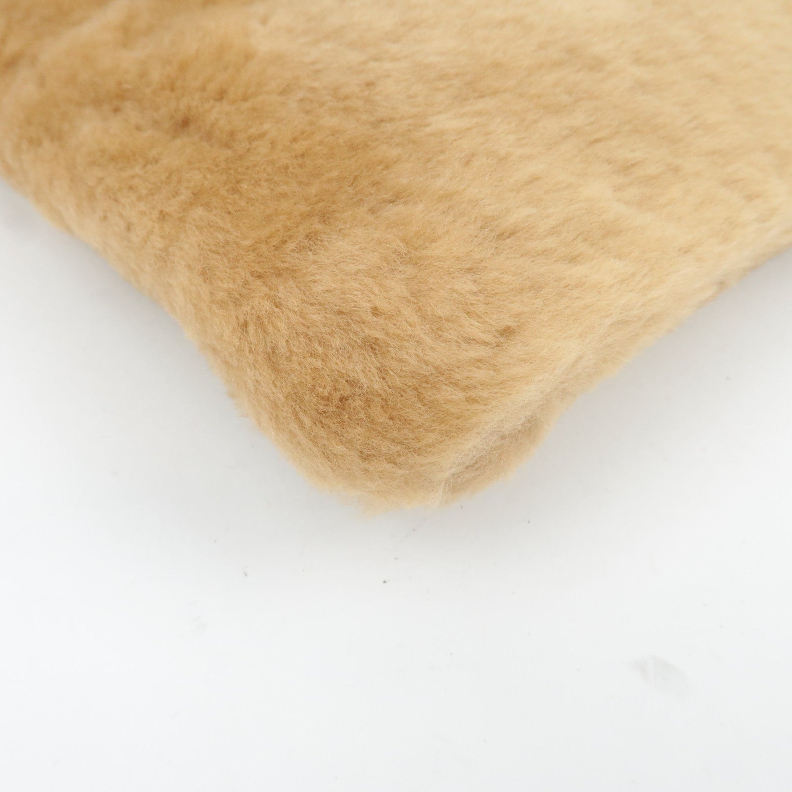 FENDI Fur Shoulder Bag Beige 15998
