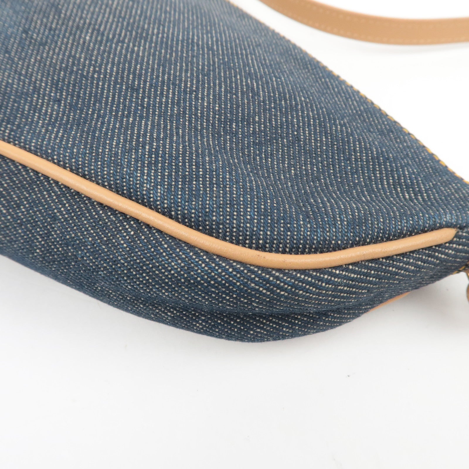 Christian Dior Mini Denim Saddle Bag Navy Beige