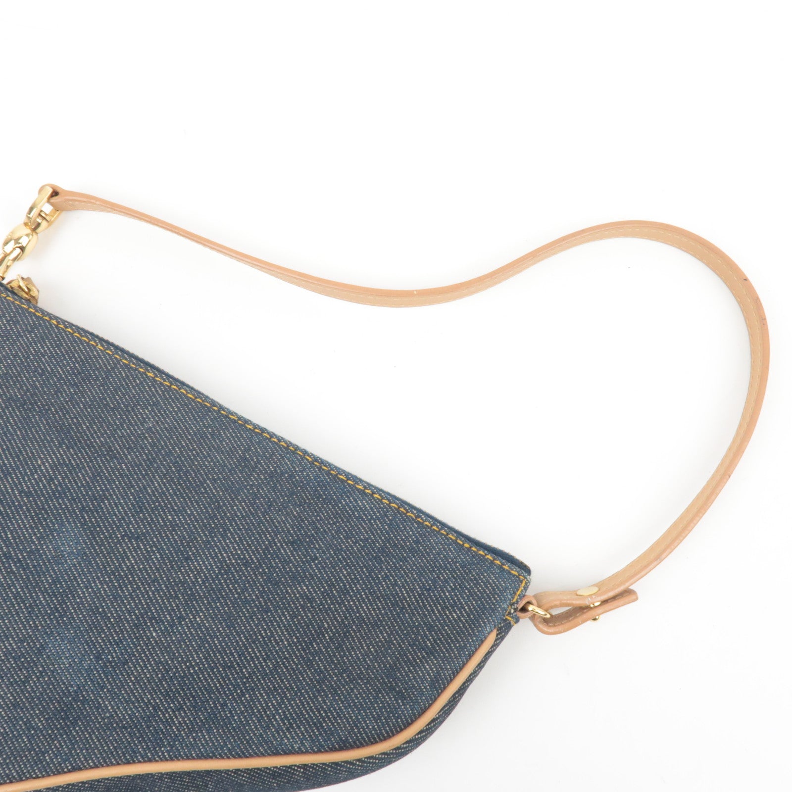 Christian Dior Mini Denim Saddle Bag Navy Beige