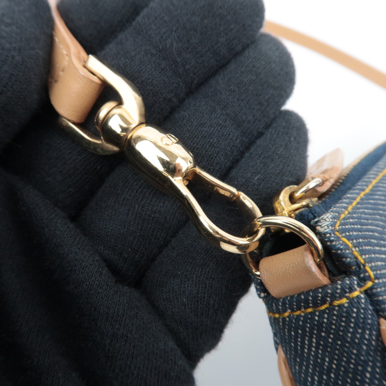 Christian Dior Mini Denim Saddle Bag Navy Beige