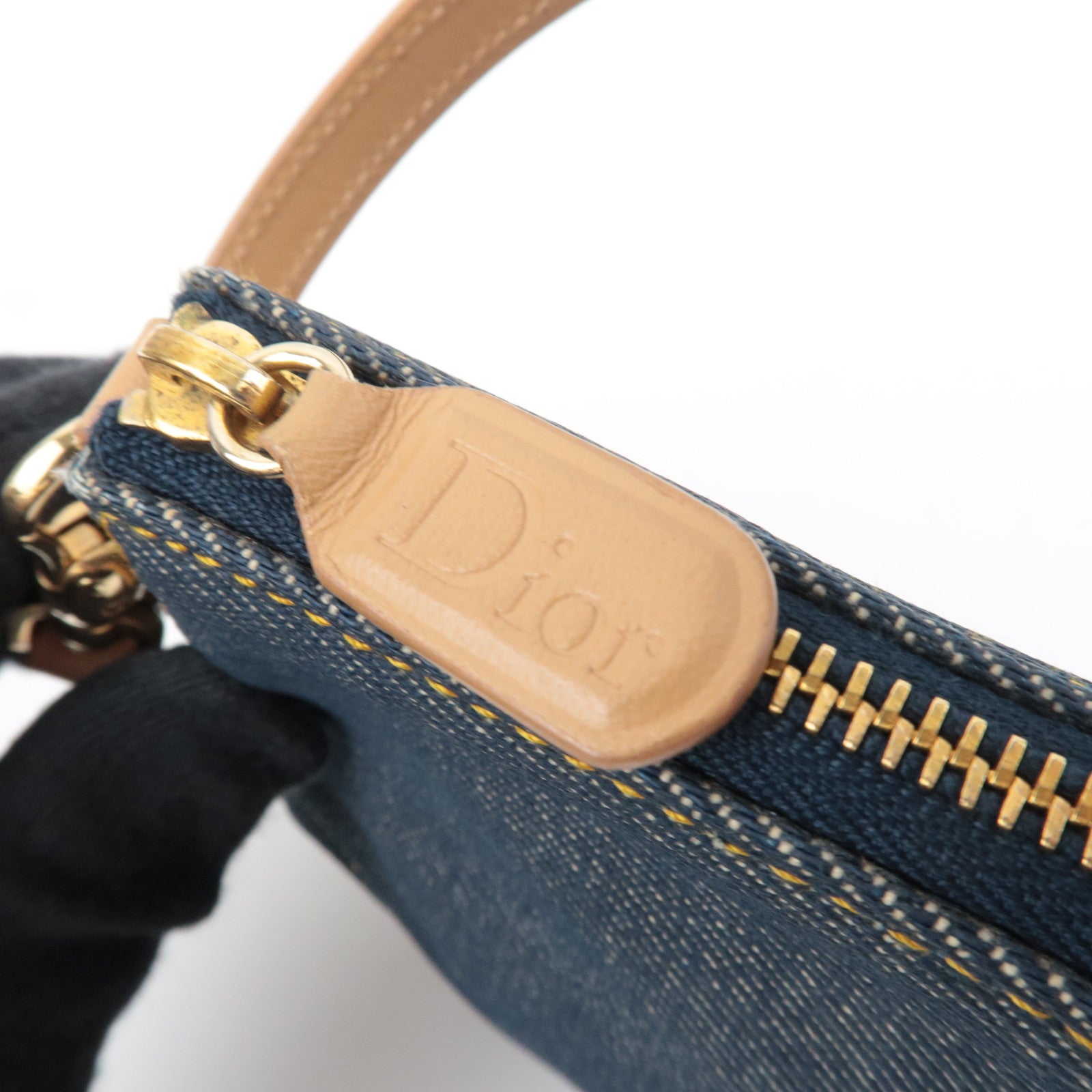 Christian Dior Mini Denim Saddle Bag Navy Beige