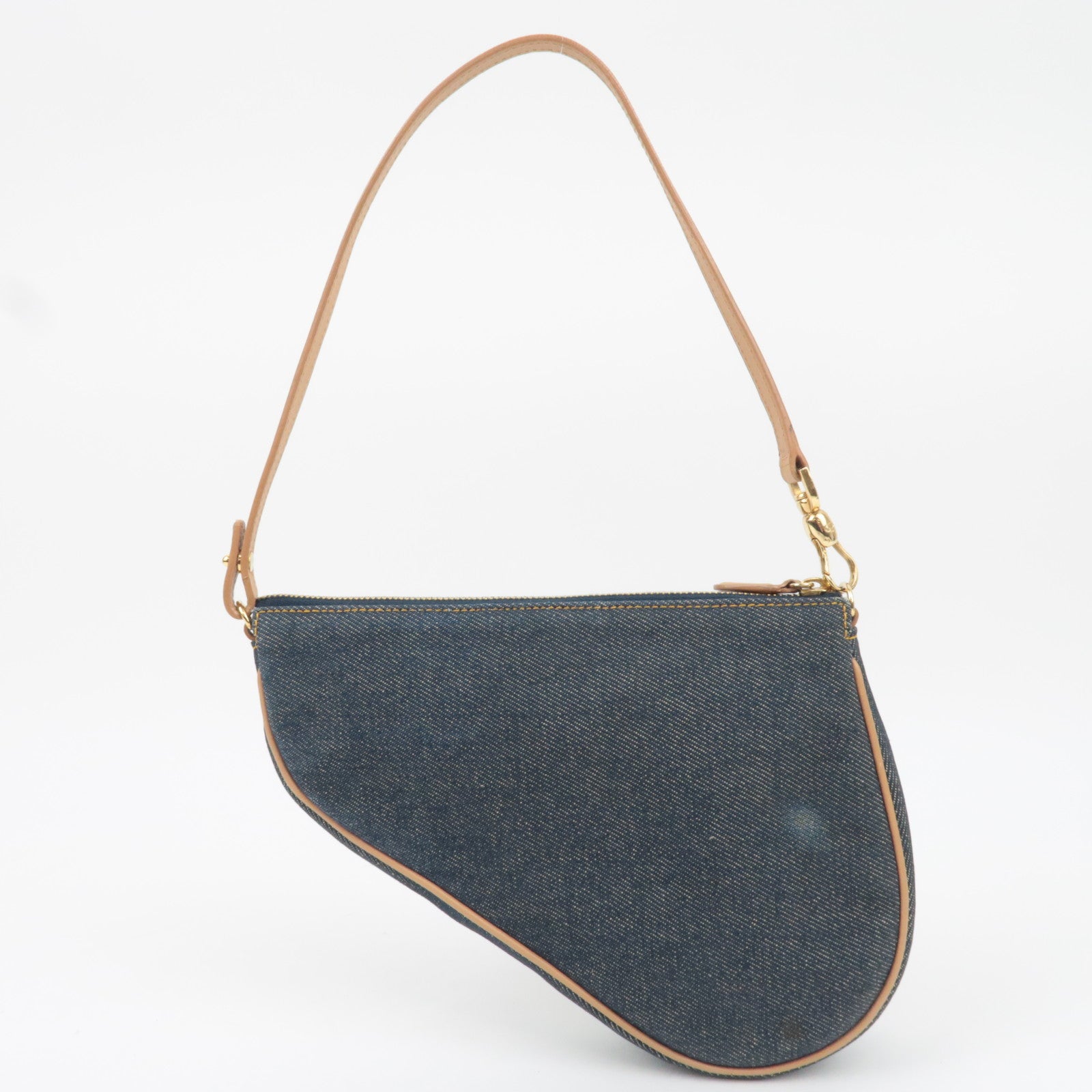 Christian Dior Mini Denim Saddle Bag Navy Beige