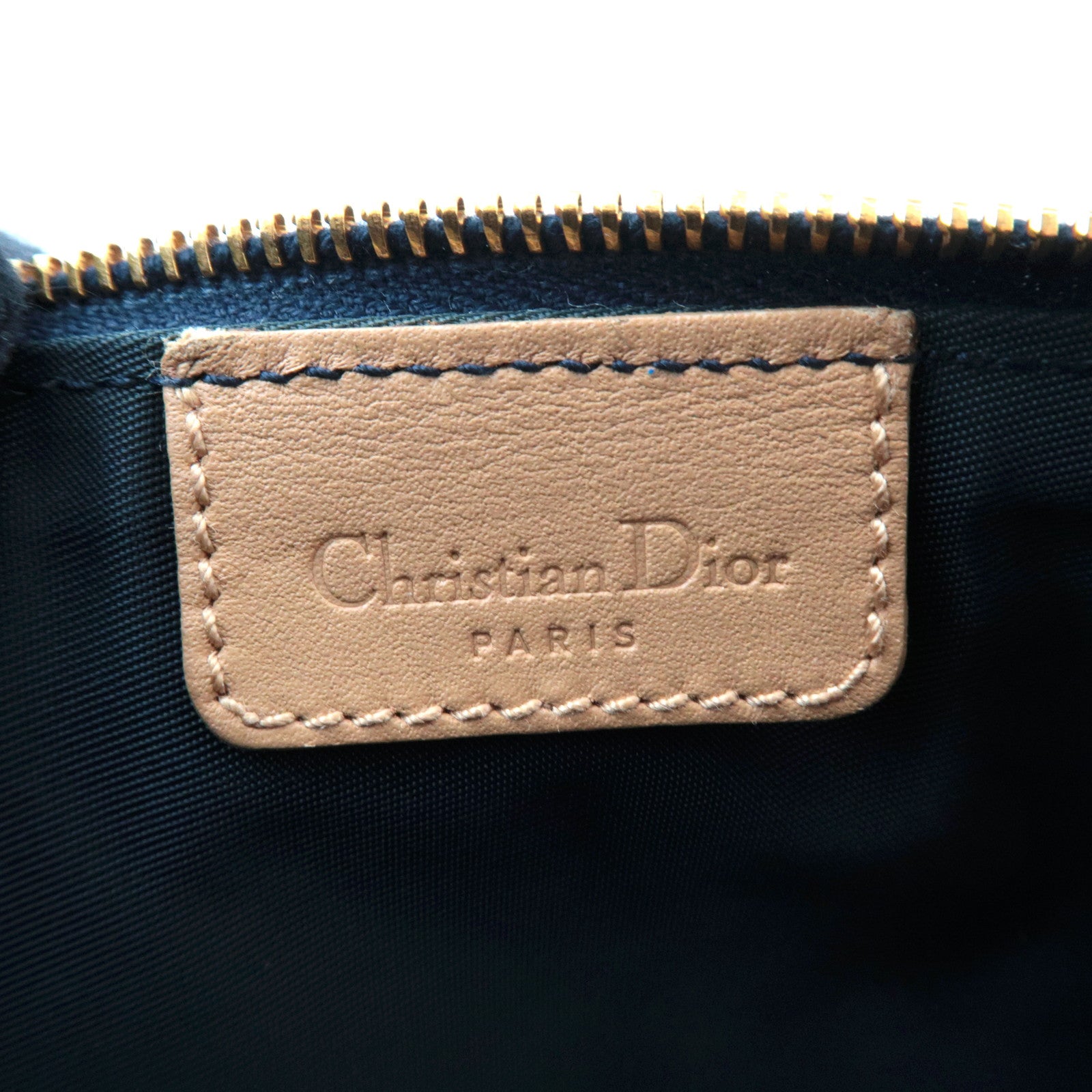 Christian Dior Mini Denim Saddle Bag Navy Beige