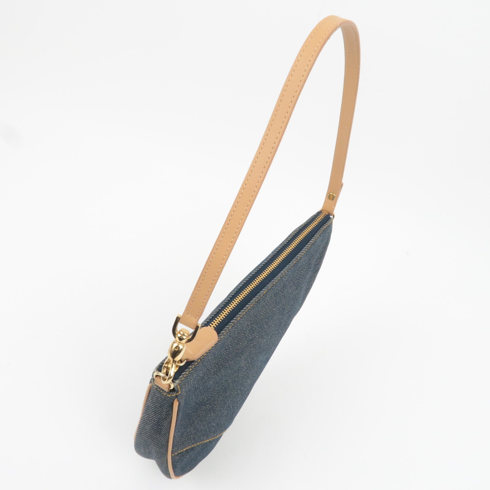Christian Dior Mini Denim Saddle Bag Navy Beige