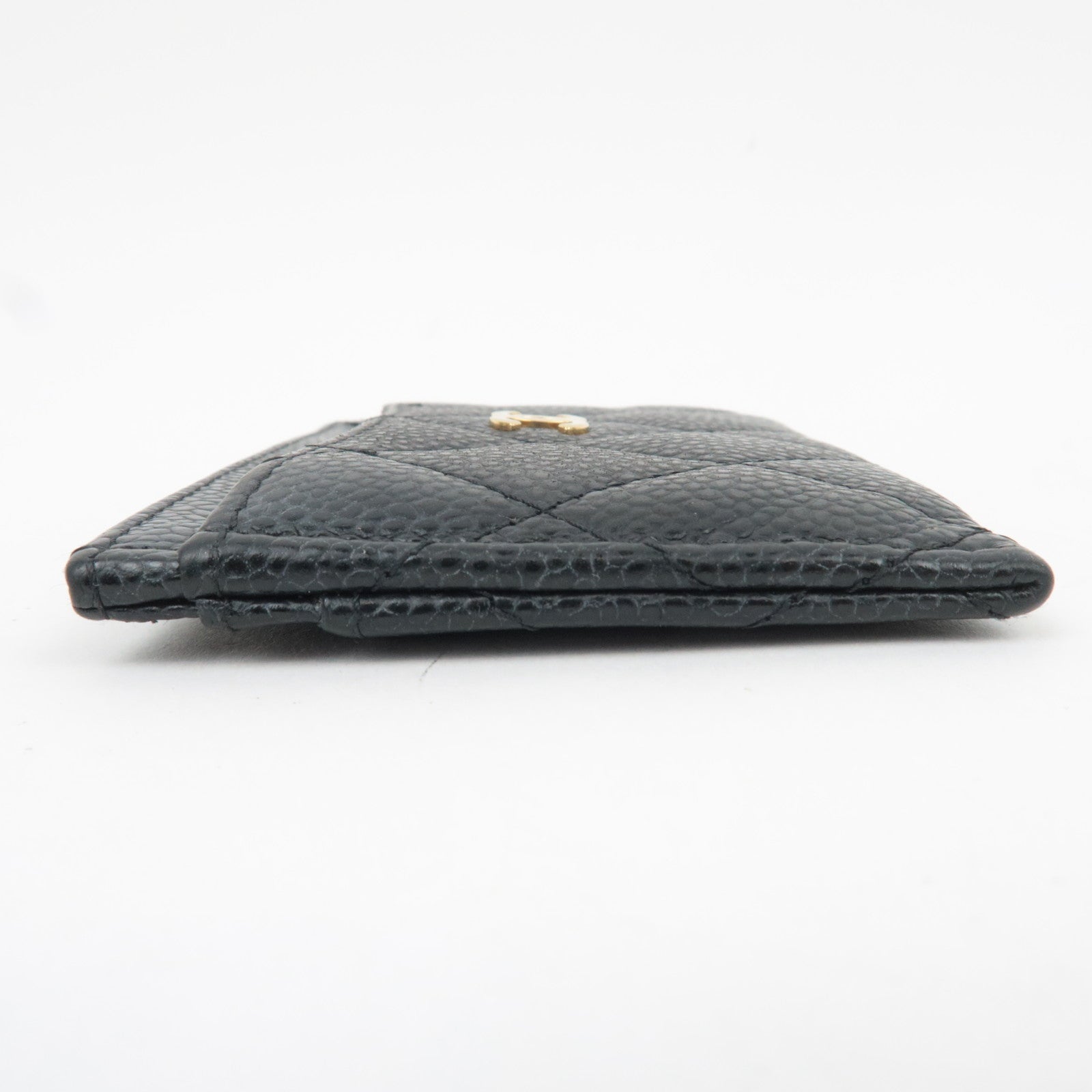 CHANEL Matelasse Caviarskin Card Case Black