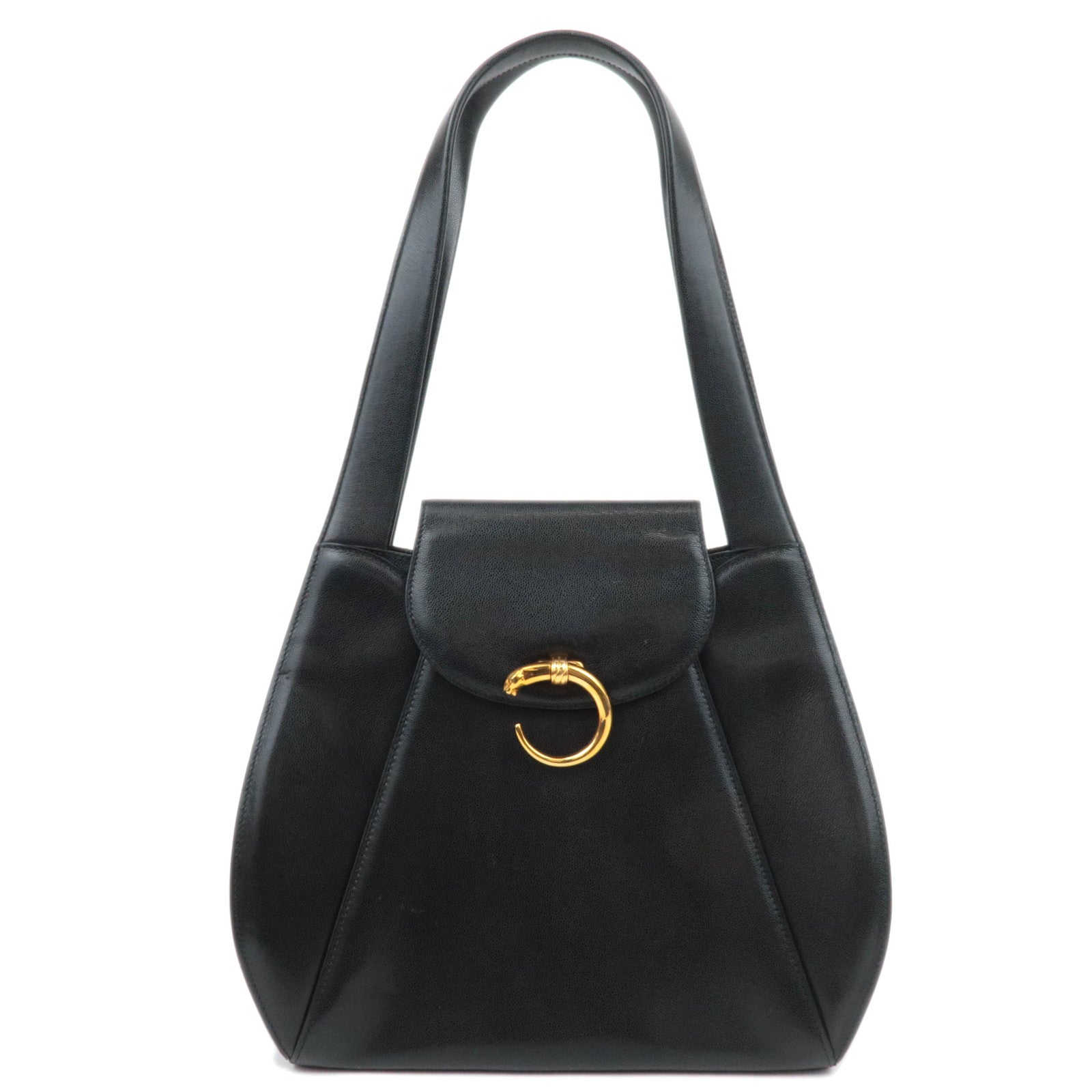 Cartier Panthere Leather Shoulder Bag Black 87220