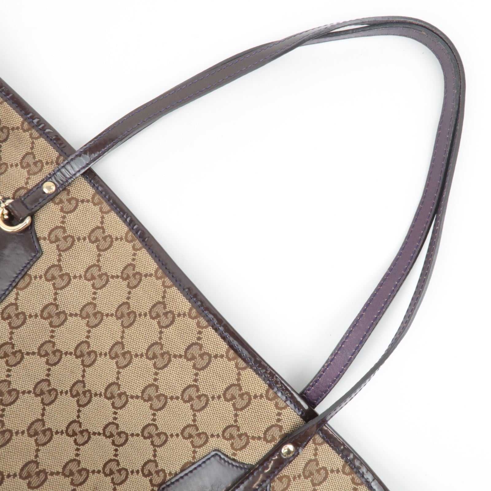 GUCCI Jolly GG Canvas Patent Tote Bag 211975