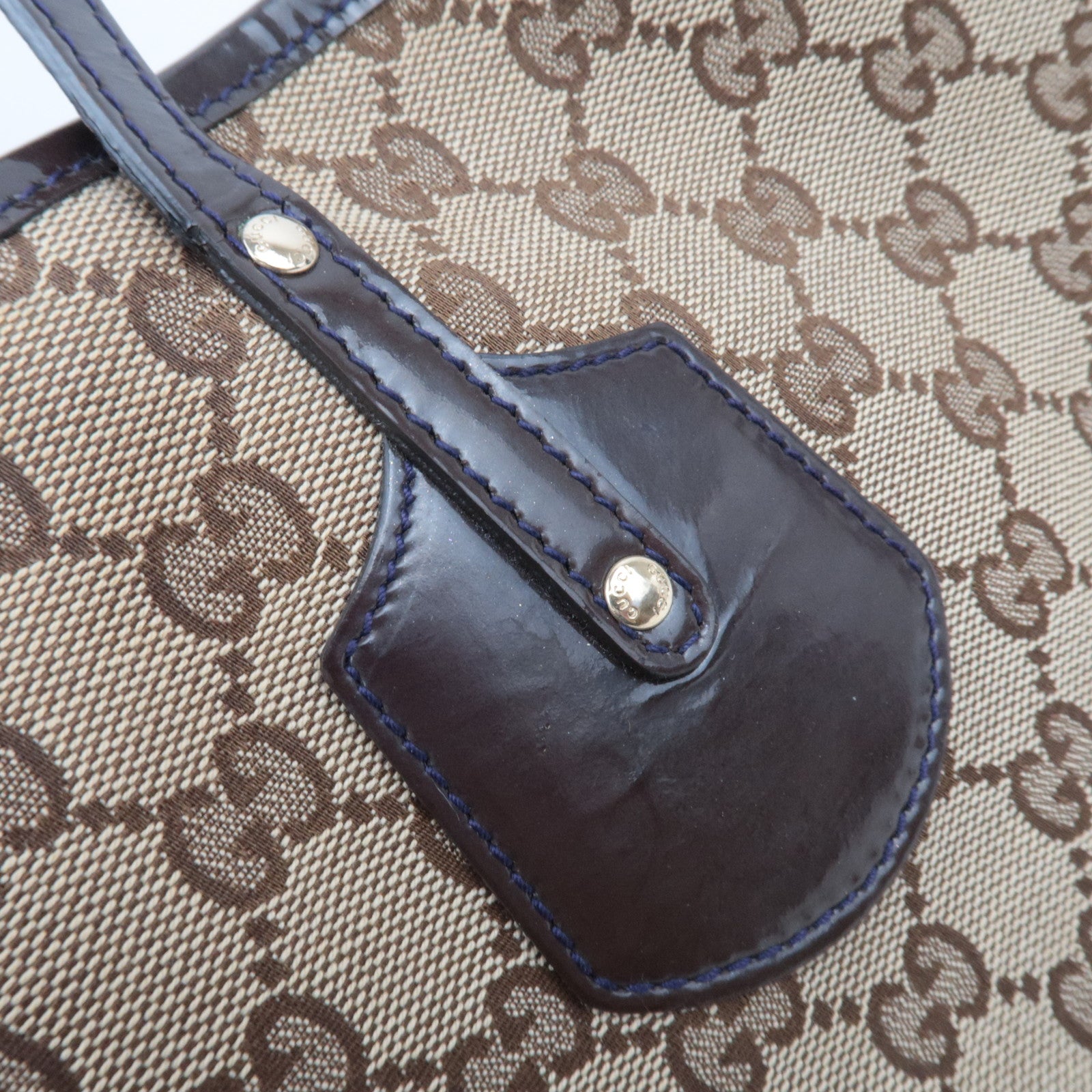 GUCCI Jolly GG Canvas Patent Tote Bag 211975