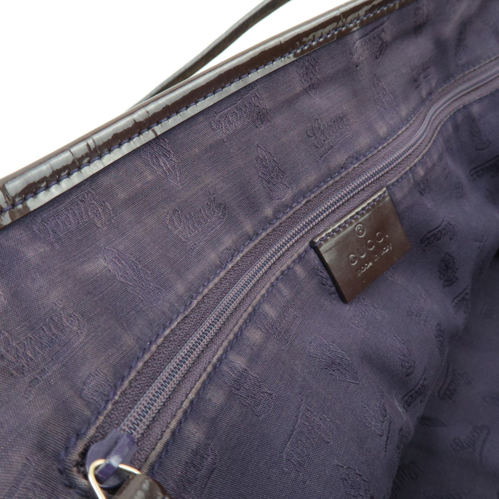 GUCCI Jolly GG Canvas Patent Tote Bag 211975