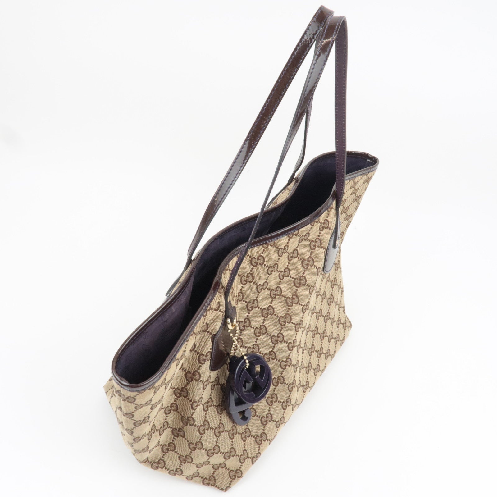 GUCCI Jolly GG Canvas Patent Tote Bag 211975