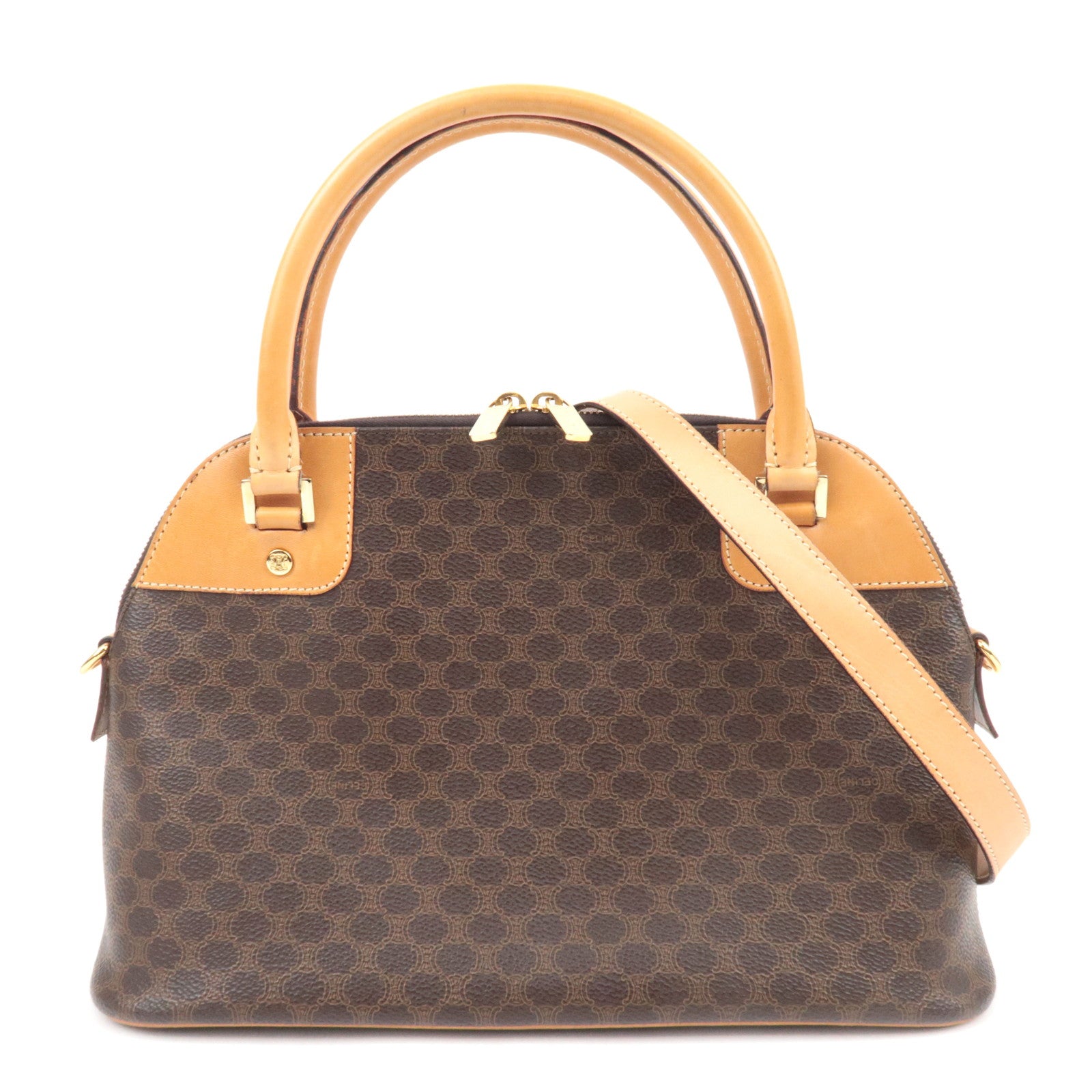 CELINE Macadam PVC Leather 2Way Handbag Brown87223