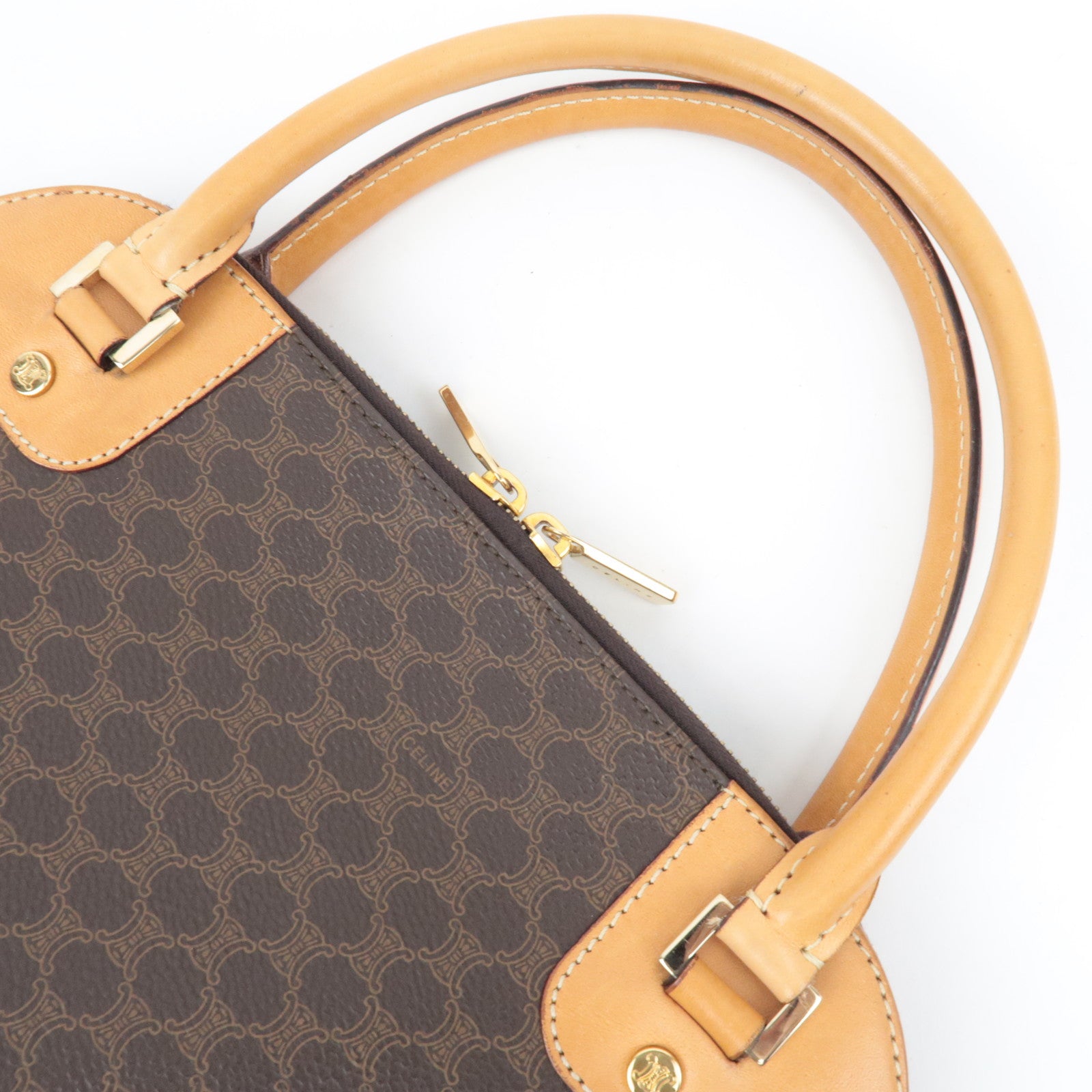 CELINE Macadam PVC Leather 2Way Handbag Brown