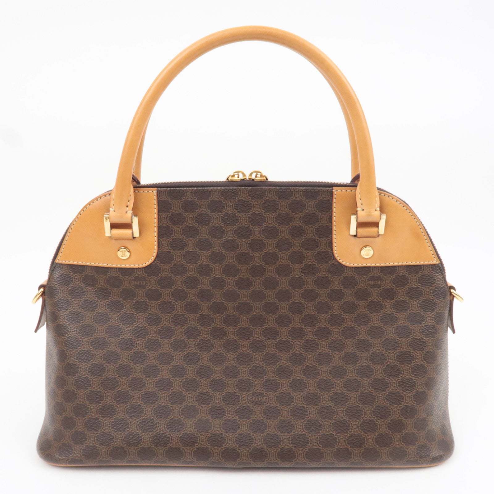 CELINE Macadam PVC Leather 2Way Handbag Brown