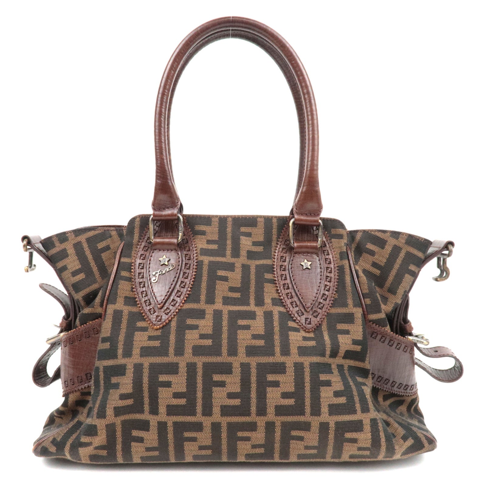 FENDI Zucca Canvas Leather Tote Bag Shoulder Bag 8BN15787227