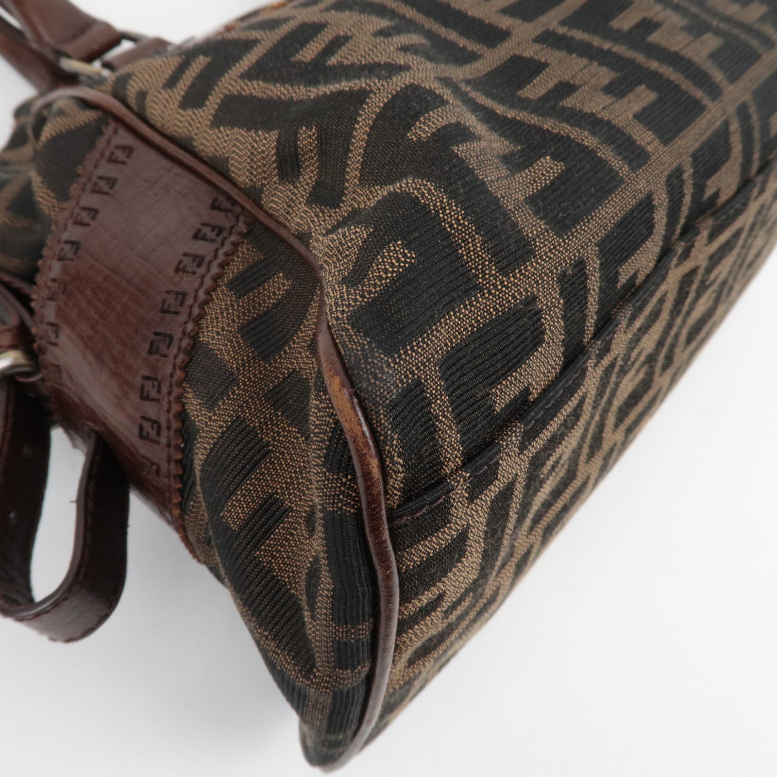 FENDI Zucca Canvas Leather Tote Bag Shoulder Bag 8BN157