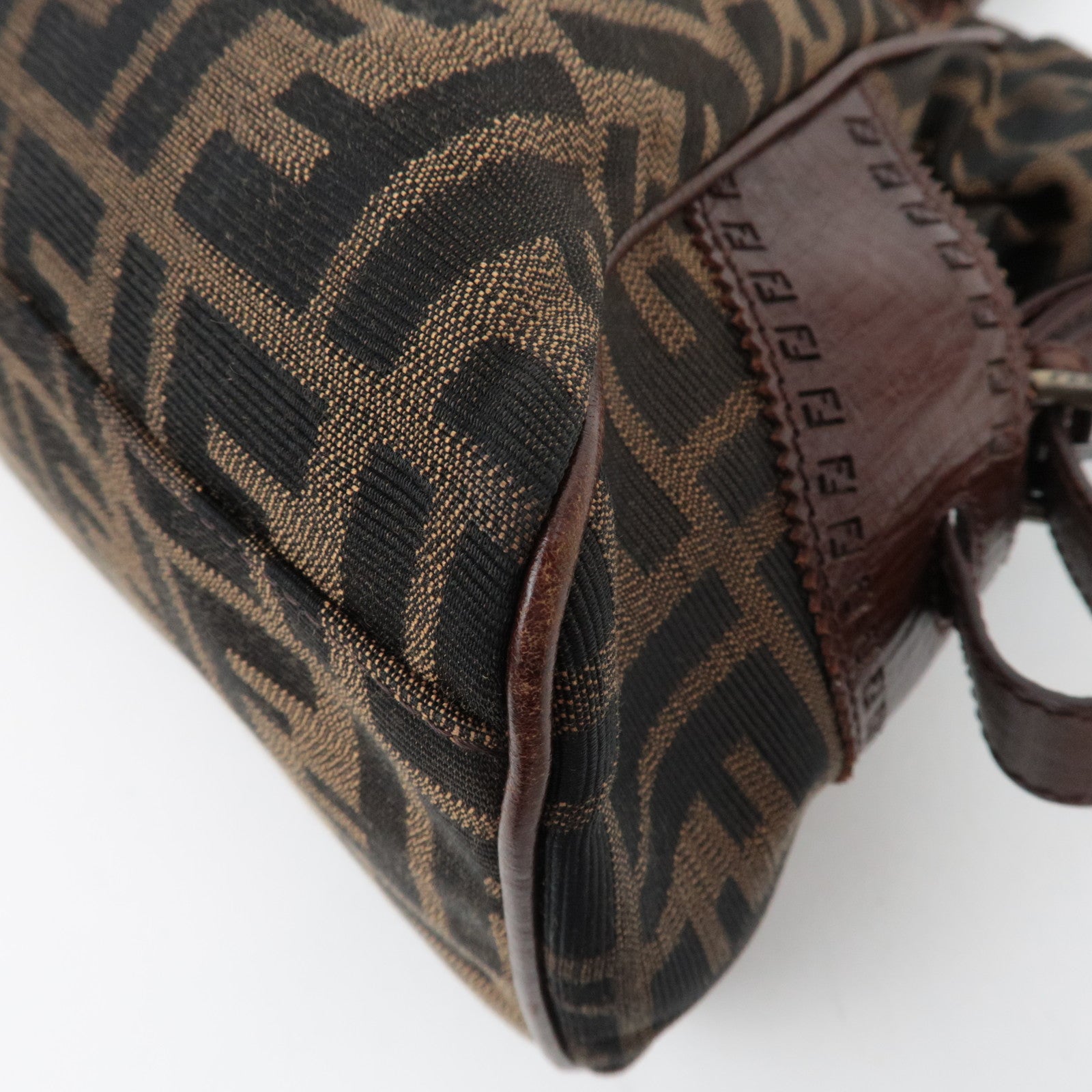 FENDI Zucca Canvas Leather Tote Bag Shoulder Bag 8BN157