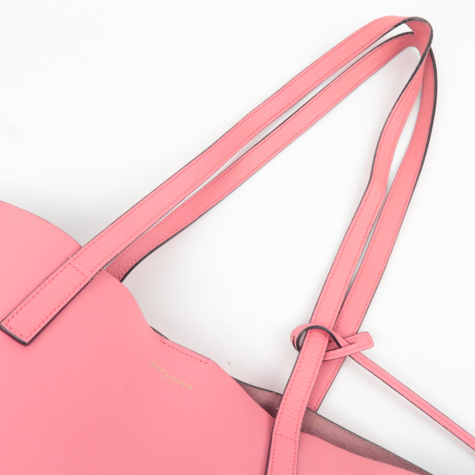 SAINT LAURENT Leather Shopping Tote Bag Pink 394195
